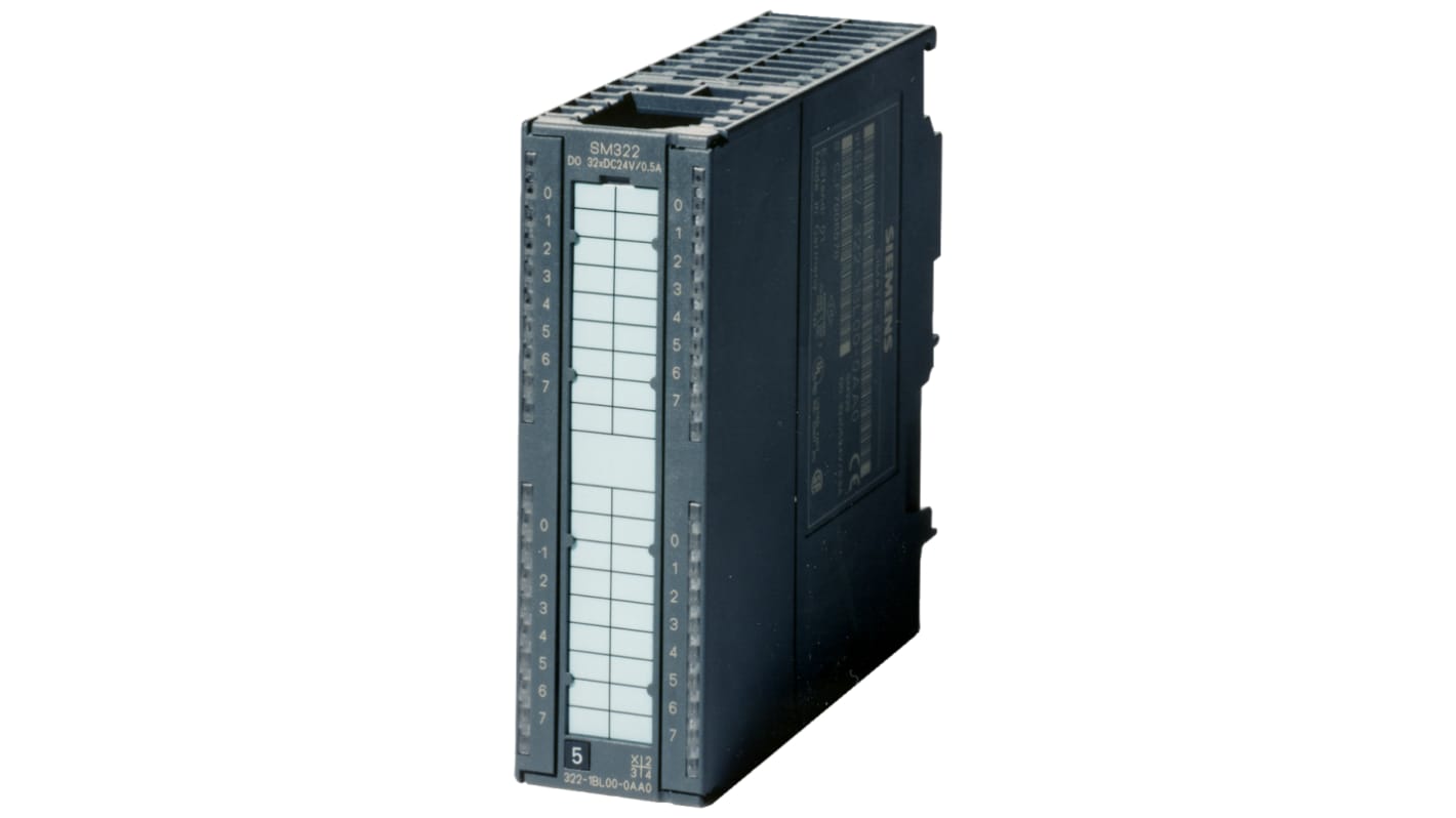 Modulo I/O digitale Siemens 6AG1322-1BH01-2AA0, S7-300, 16 uscite, morsetto a vite, dimensioni 153 x 129 x 51 mm.