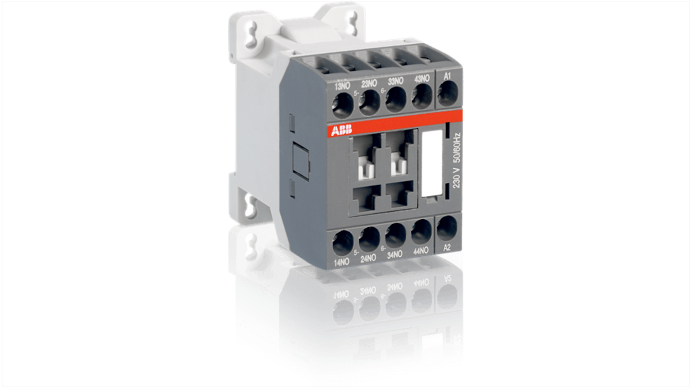 Relè contattore ABB 1SBH101001R2031, 3NO/1NC, corrente 4 A, tensione 24-250 V, protezione IP20, morsetti a vite.