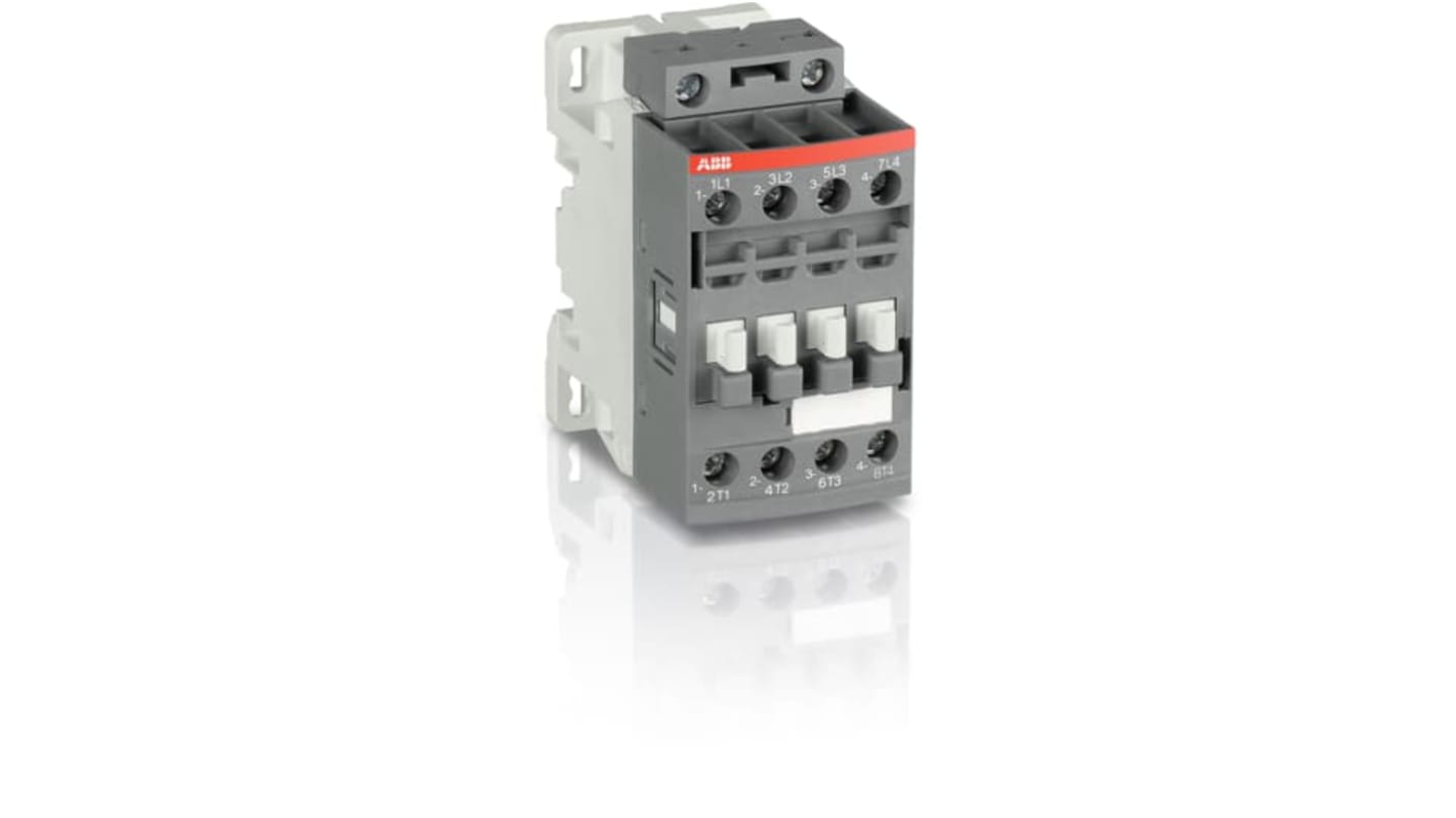 Contattore ABB 1SBL136261R2300 per controllo motori, 4 poli, 5,5 kW, tensione 100-250 V c.a., morsetti a vite.