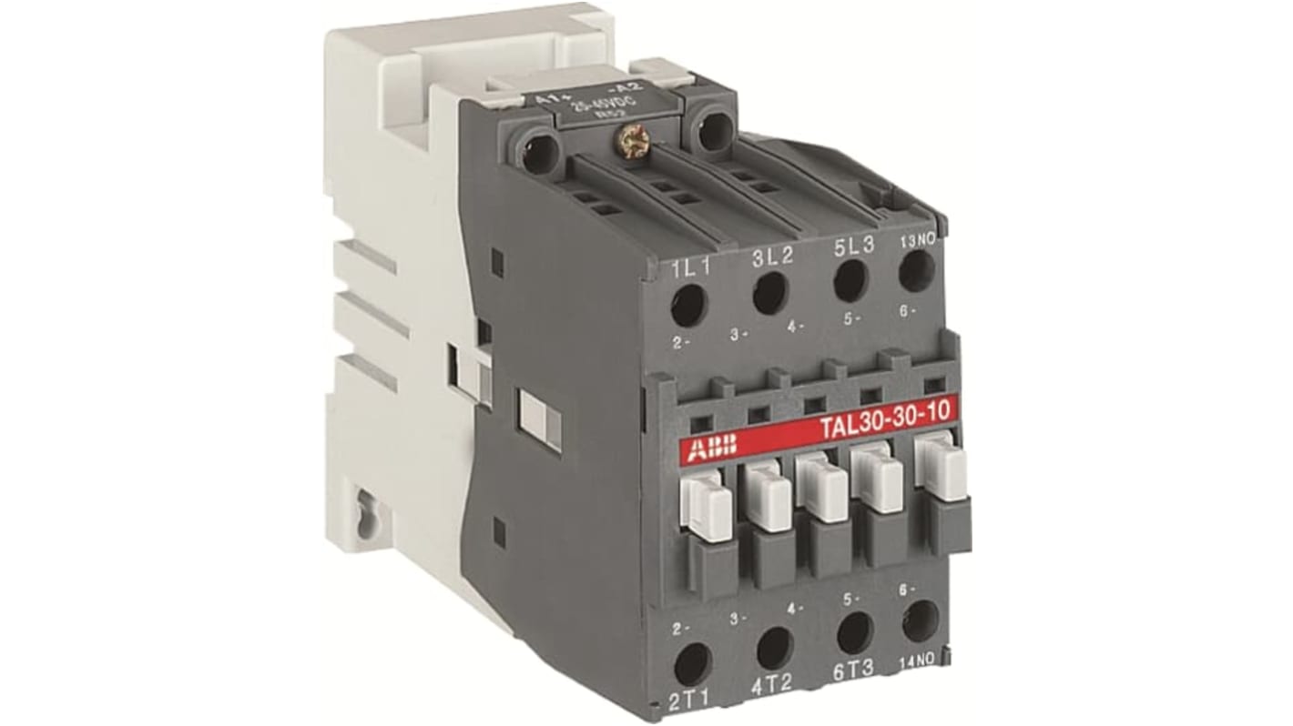 Contattore di installazione ABB 1SBL283061R5110, 3 poli, corrente 4 A, tensione bobina 17-32 V, con contatto ausiliario e protezione sovratensioni.