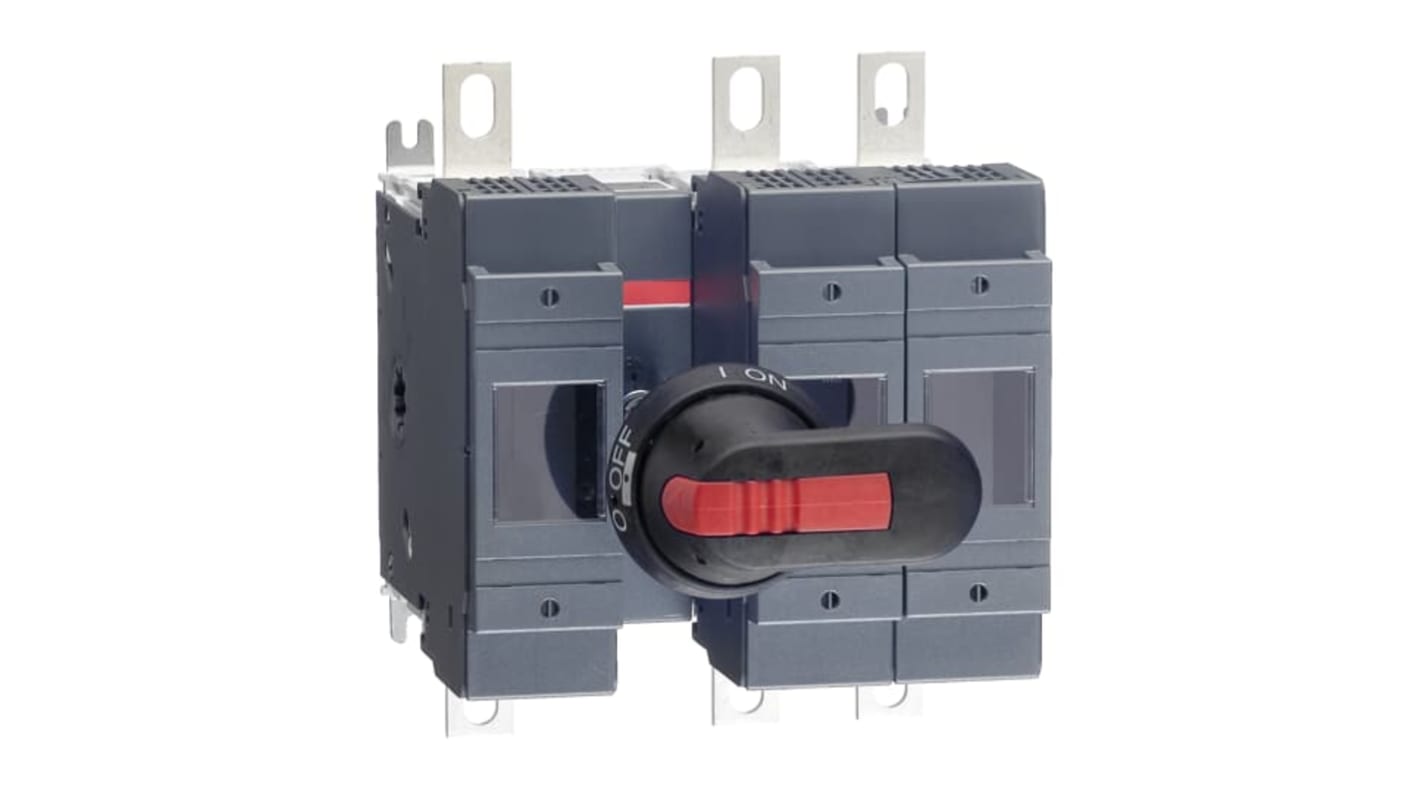 Sezionatore portafusibili integrato ABB, 3 poli, 200A, con impugnatura bloccabile e protezione IP65.