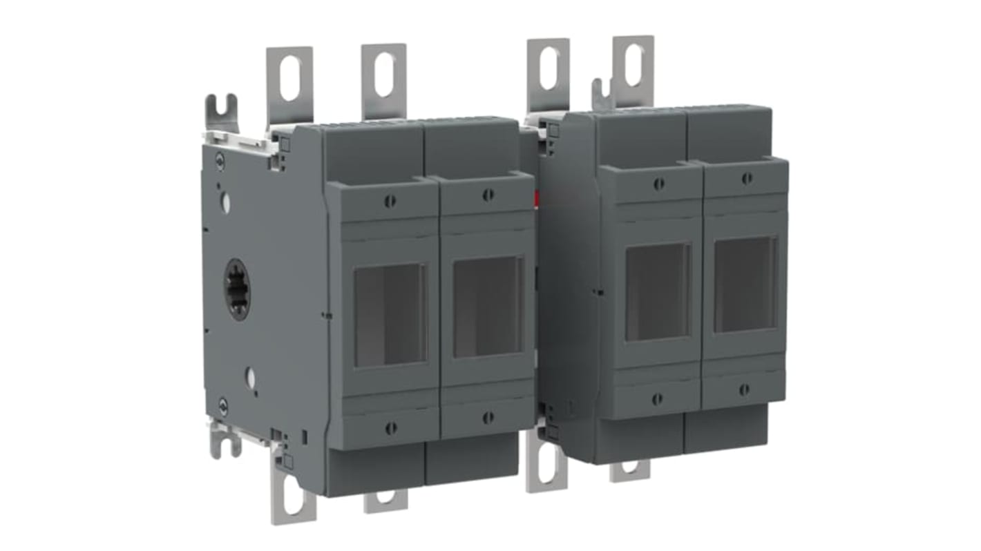 Sezionatore portafusibili integrato ABB, 4 poli, 200A, con impugnatura bloccabile e protezione IP65.