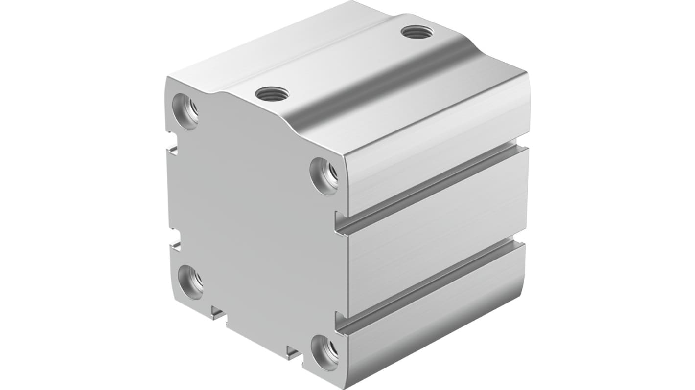 Cilindro pneumatico compatto Festo ADN-S, azione a doppio effetto, corsa 50 mm, foro 63 mm, attacco G 1/8, max 10 bar.