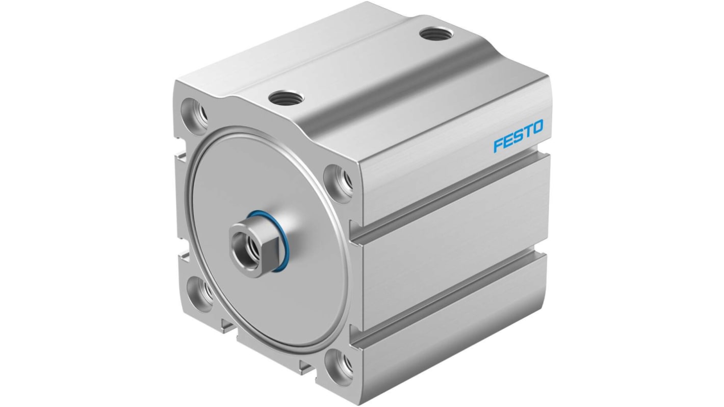 Cilindro pneumatico Festo ADN-S-63-5-I-P-A, doppio effetto, foro 63 mm, corsa 5 mm, design compatto per movimenti precisi.
