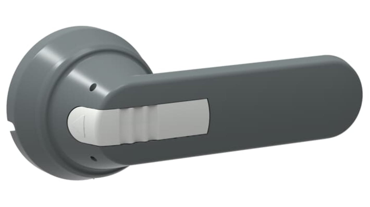 Manopola rotante bloccabile ABB 1SCA022399R7990, con interblocco porta, grado di protezione IP65, dimensioni 158 x 45 x 66 mm.