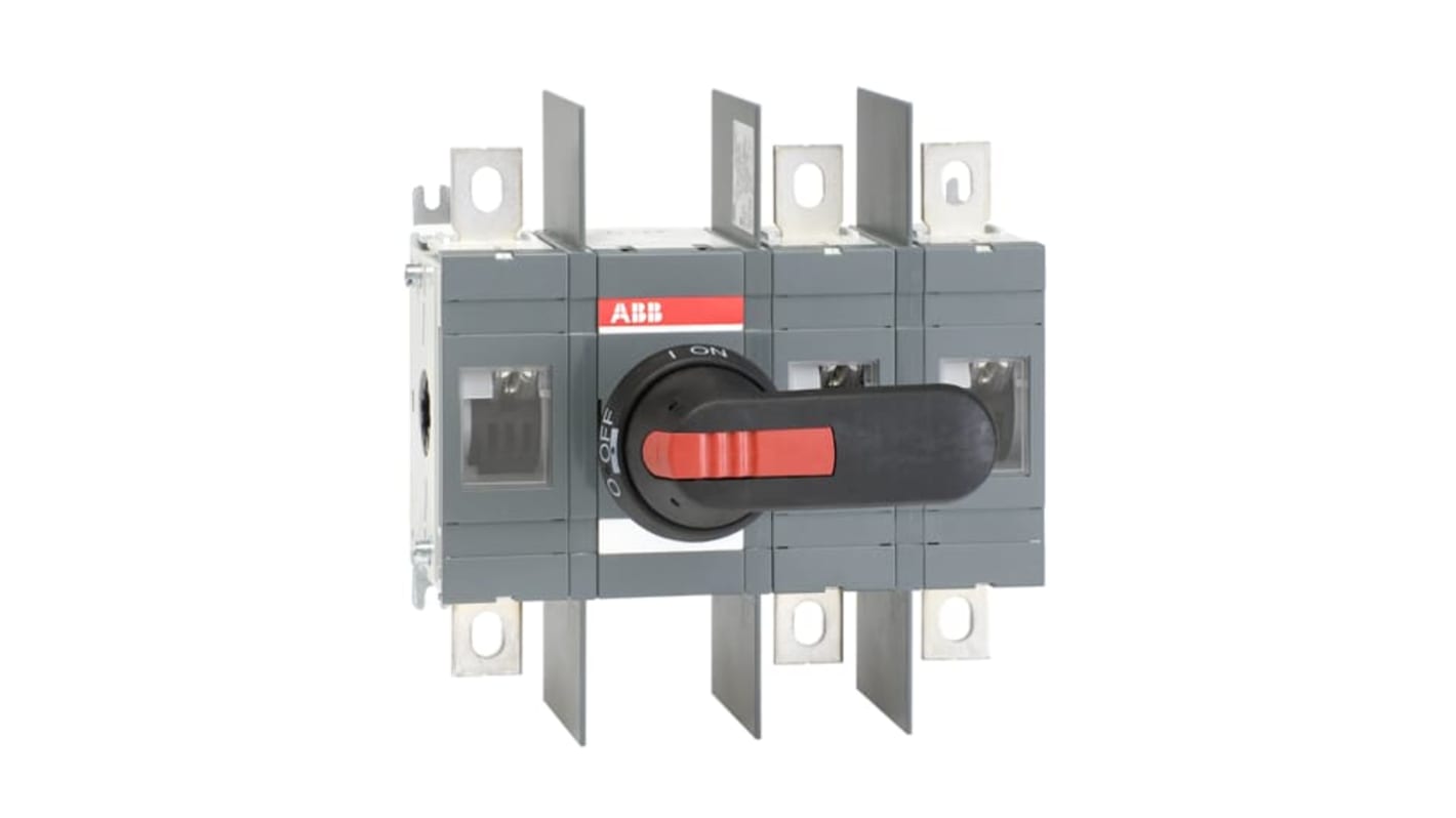 Sezionatore interruttore integrato ABB, 3 poli, corrente massima 400A, grado di protezione IP65, montaggio su base.