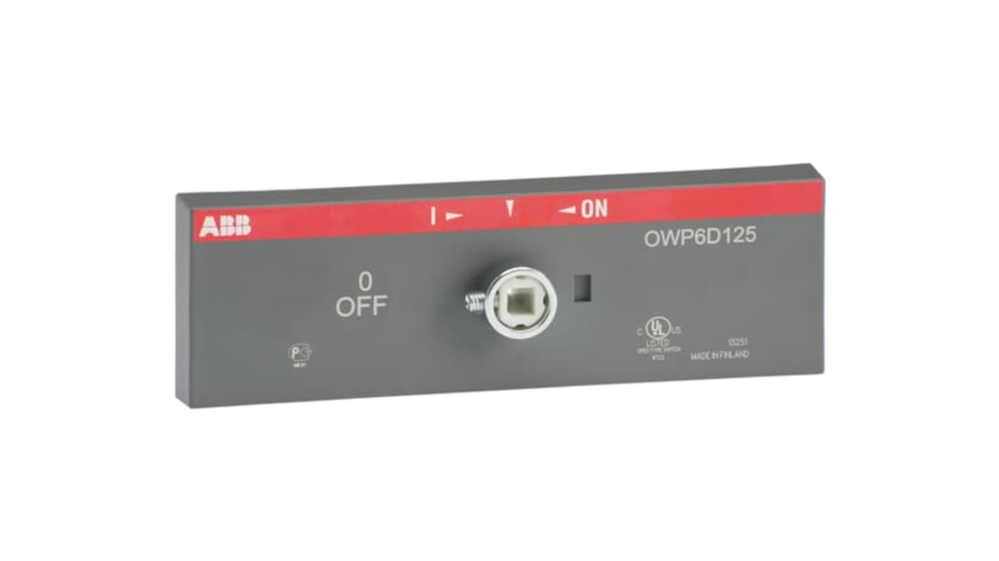 Sezionatore con interruttore ABB, 6 e 8 poli, corrente massima 125A, dimensioni 45 x 12 x 140 mm, per applicazioni industriali.