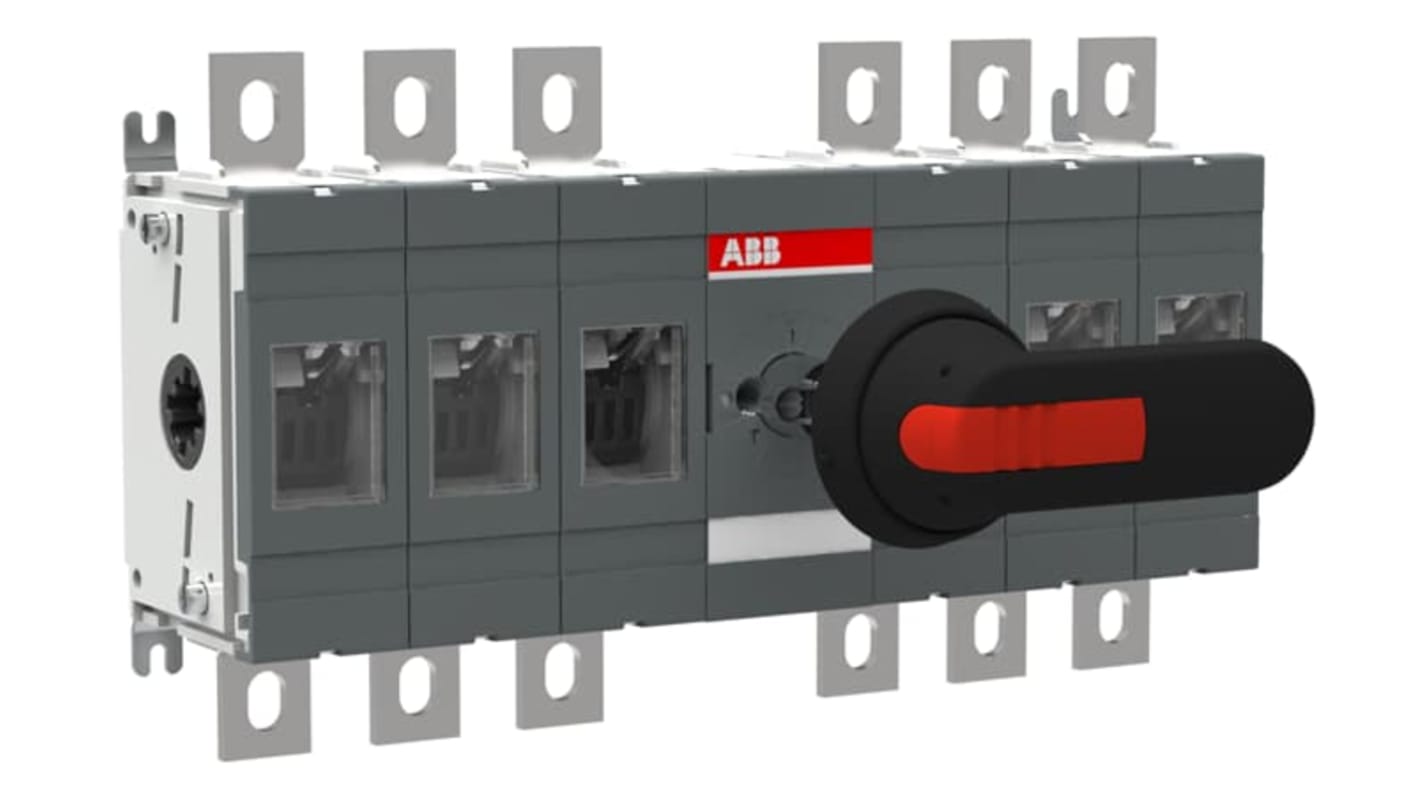 Sezionatore ABB 1SCA103355R1001 con interruttore integrato, 6 poli, corrente massima 400A, grado di protezione IP65, montaggio su base.
