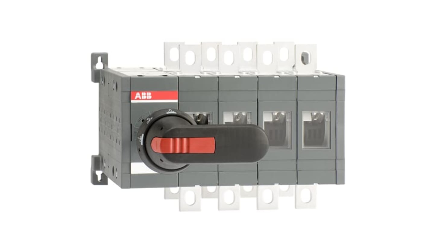 Sezionatore interruttore integrato ABB, corrente massima 400A, IP65, montaggio su base, impugnatura a pistola nera. Codice 1SCA108650R1001.