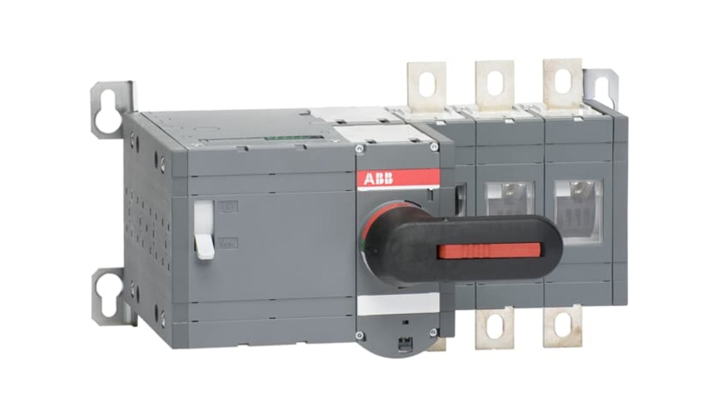 Sezionatore motorizzato ABB 1SCA115333R1001, 3 poli, corrente massima 400A, per montaggio su base, progettato per corrente alternata.