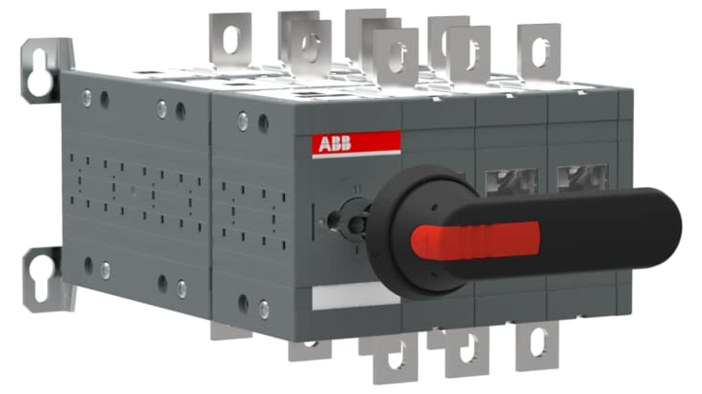 Sezionatore interruttore integrato ABB, corrente massima 400A, IP65, con 3 interruttori di bypass, montaggio su base.