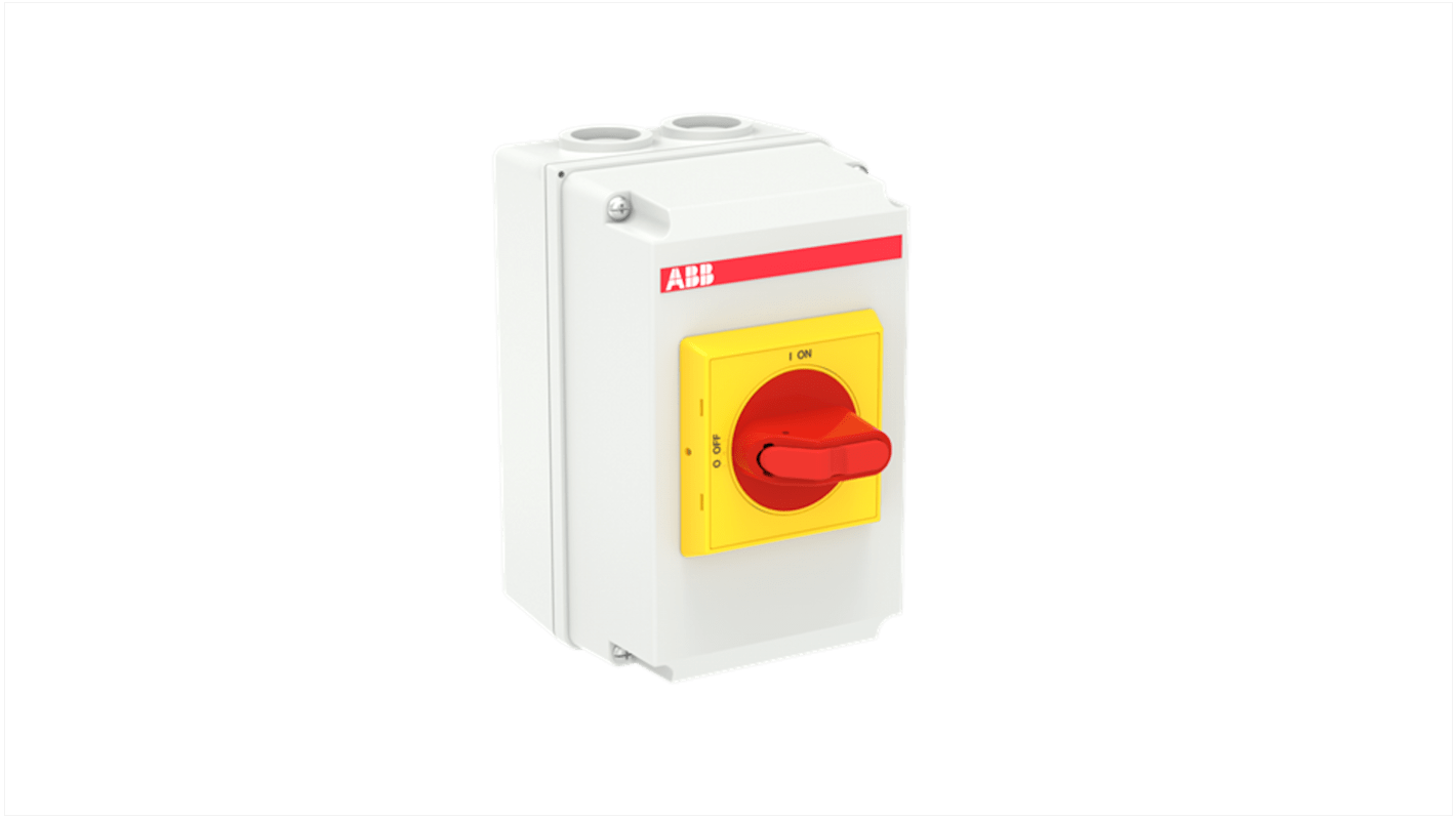 Interruttore di isolamento ABB 1SCA125126R1001, 2 poli, 16A, involucro in policarbonato, IP65, adatto per ambienti interni ed esterni.