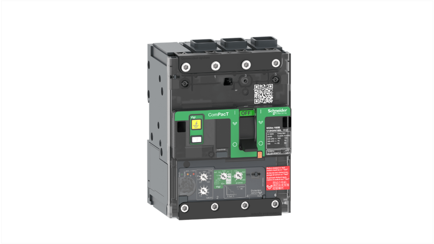 Interruttore magnetotermico scatolato Schneider Electric, 3 poli, 100A, montaggio fisso, con unità MicroLogic 4.1.