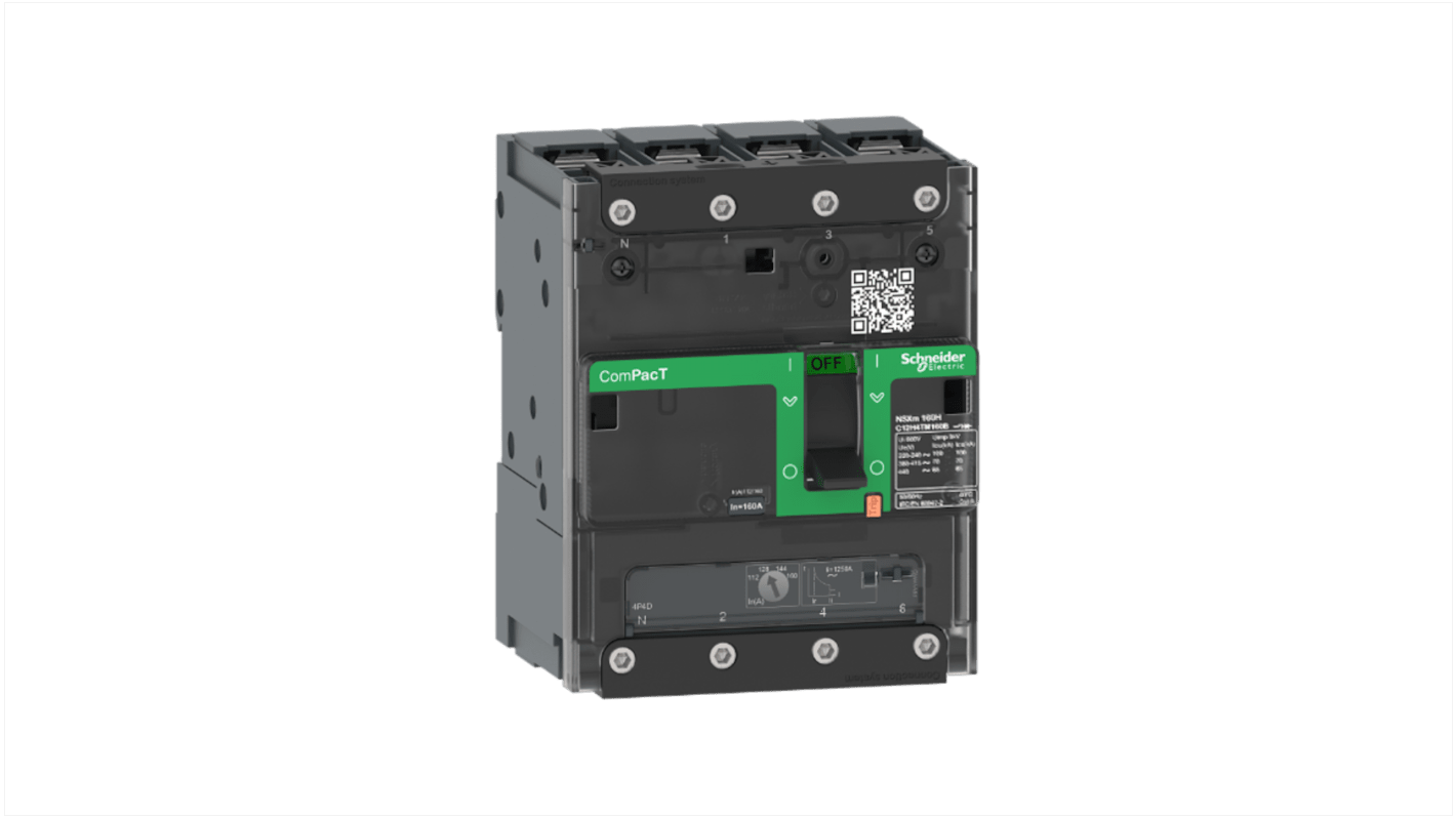 Interruttore magnetotermico scatolato Schneider Electric, 4 poli, 16A, montaggio fisso, protezione sovraccarico regolabile.