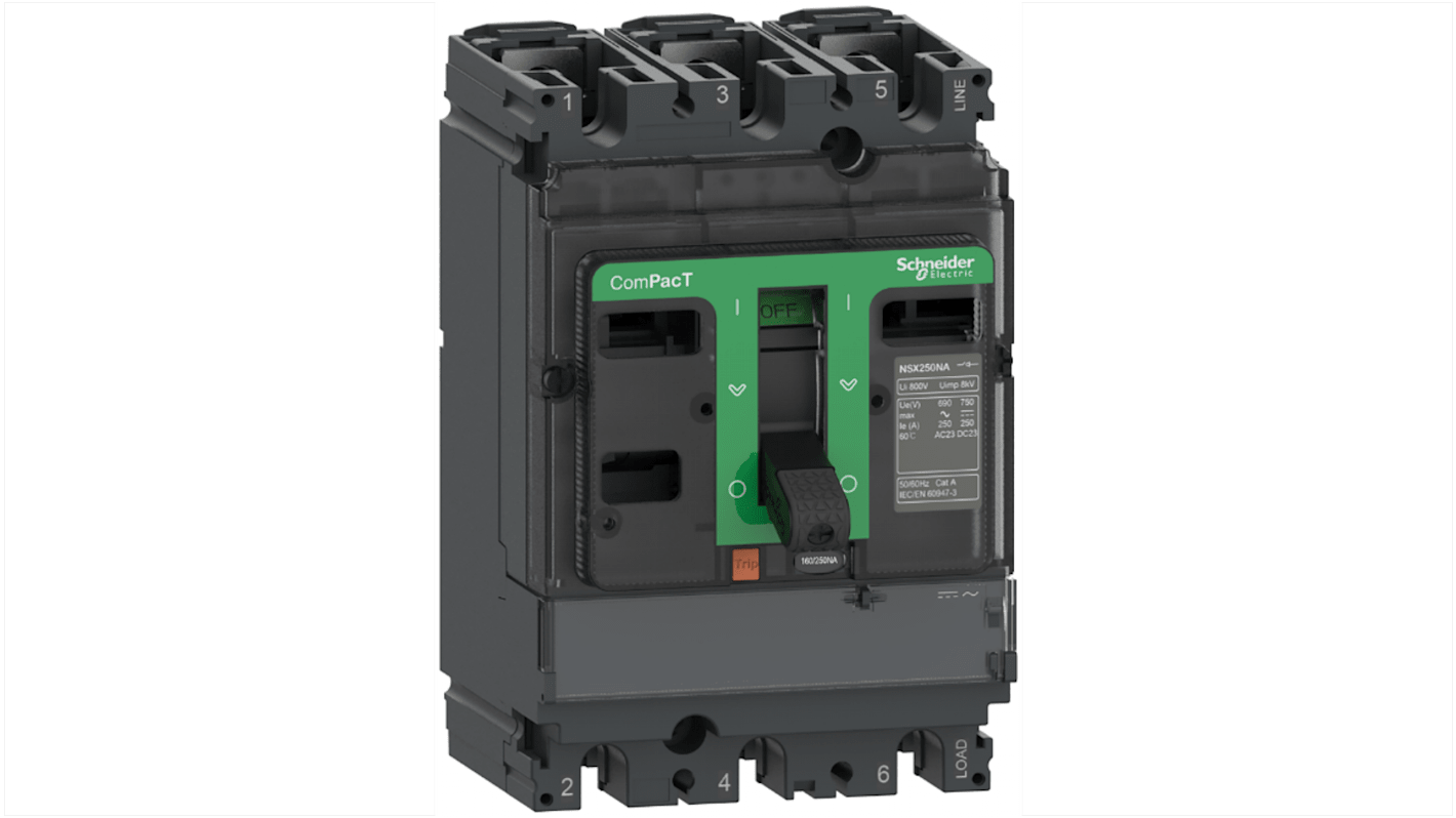 Sezionatore Schneider Electric C163160S, 3 poli, corrente nominale 160A, design ergonomico per installazione semplificata.