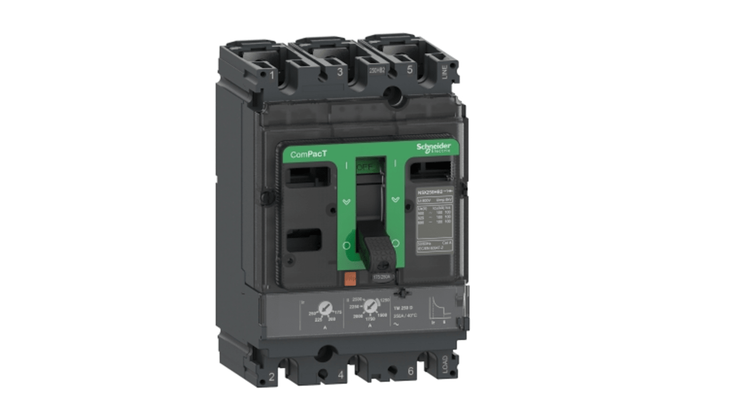 Interruttore magnetotermico Schneider Electric C16F3TM100, 3 poli, 100A, montaggio fisso, protezione sovraccarico regolabile.
