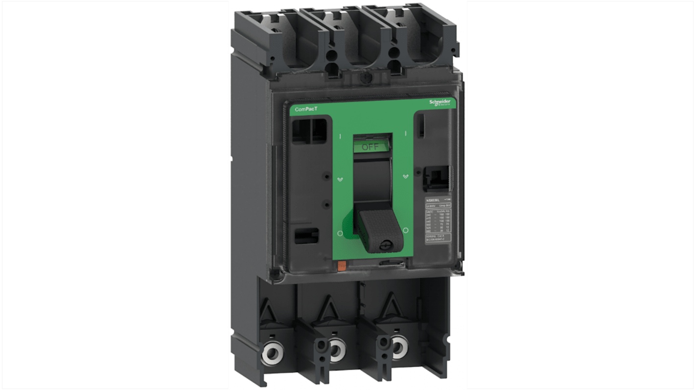 Interruttore magnetotermico scatolato Schneider Electric C40S3, 3 poli, 400A, montaggio fisso, design ergonomico per installazione semplice.