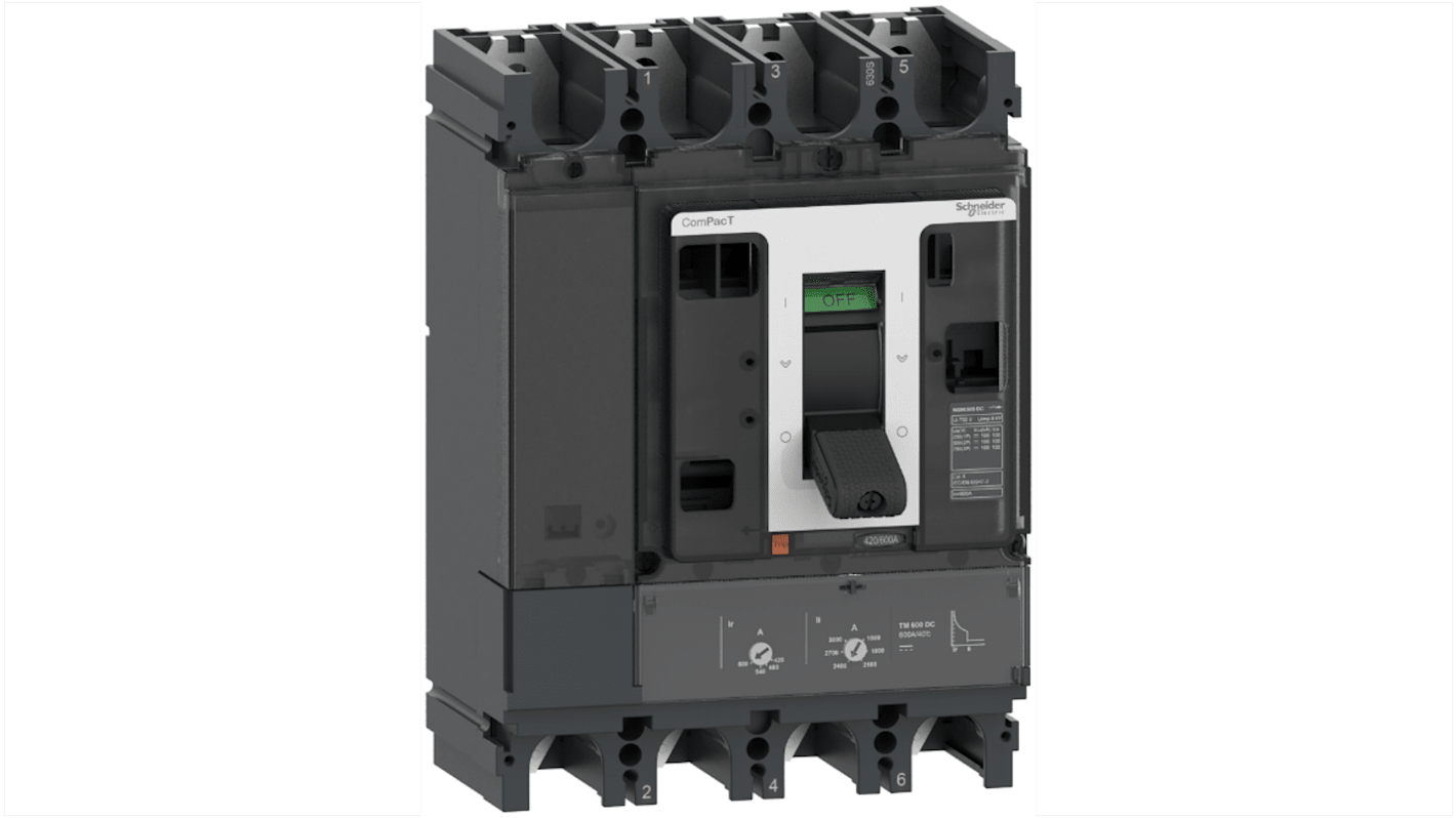 Interruttore magnetotermico scatolato Schneider Electric C40S4TM320D, 4 poli, 320A, montaggio fisso, design ergonomico.