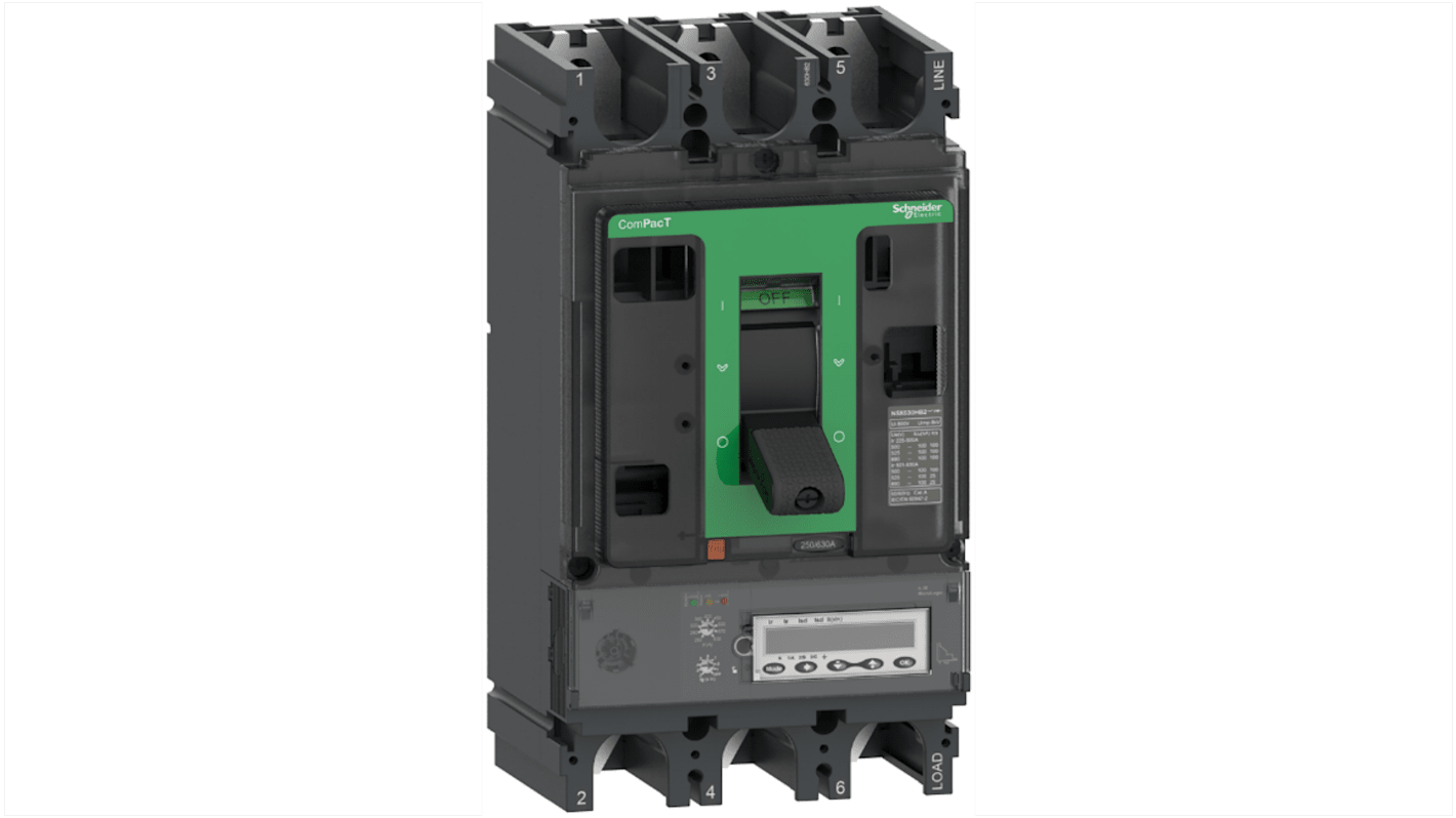 Interruttore magnetotermico scatolato Schneider Electric C40V36E400, 3 poli, 400A, montaggio fisso, con protezione regolabile.