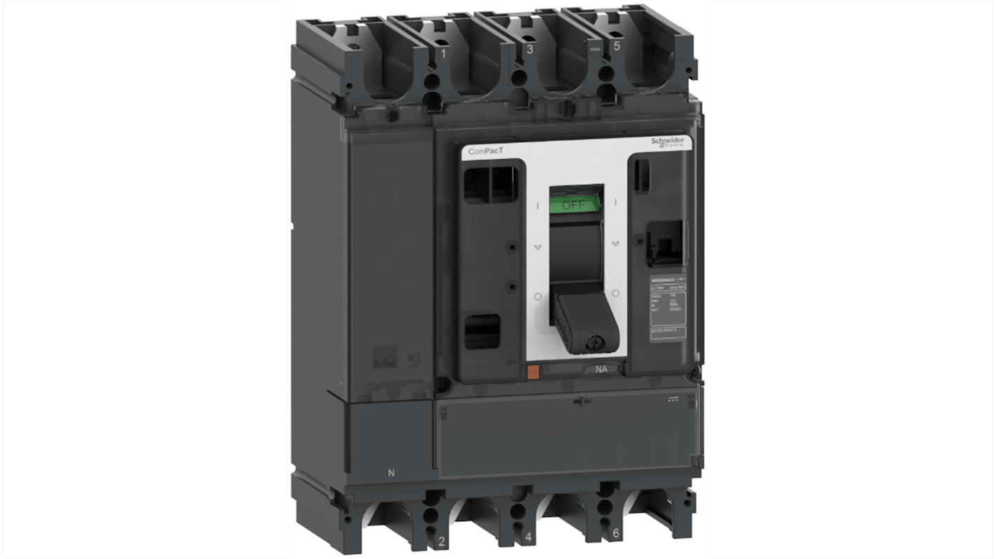 Sezionatore Schneider Electric C634630DS a 4 poli, corrente nominale 630A, installazione semplificata e paletta ergonomica.