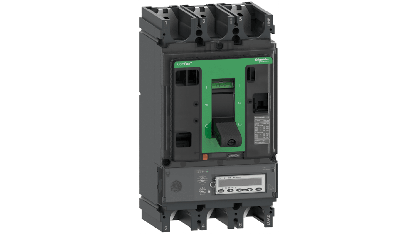 Interruttore magnetotermico scatolato Schneider Electric, 3 poli, 500A, montaggio fisso, unità MicroLogic 6.3EM.