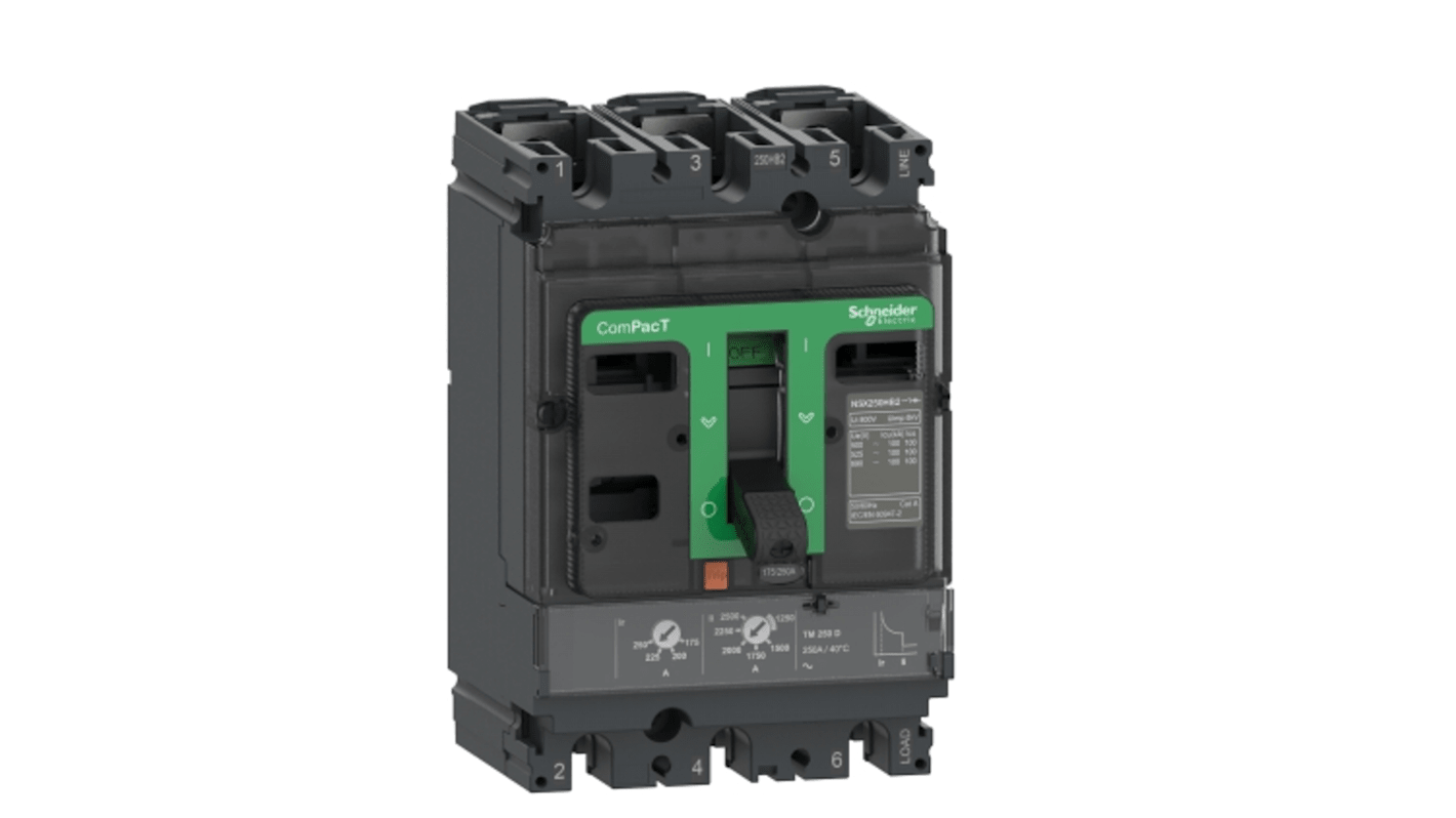 Interruttore magnetotermico scatolato Schneider Electric, 3 poli, 50A, montaggio fisso, progettato per ottimizzare spazio e interruzione.