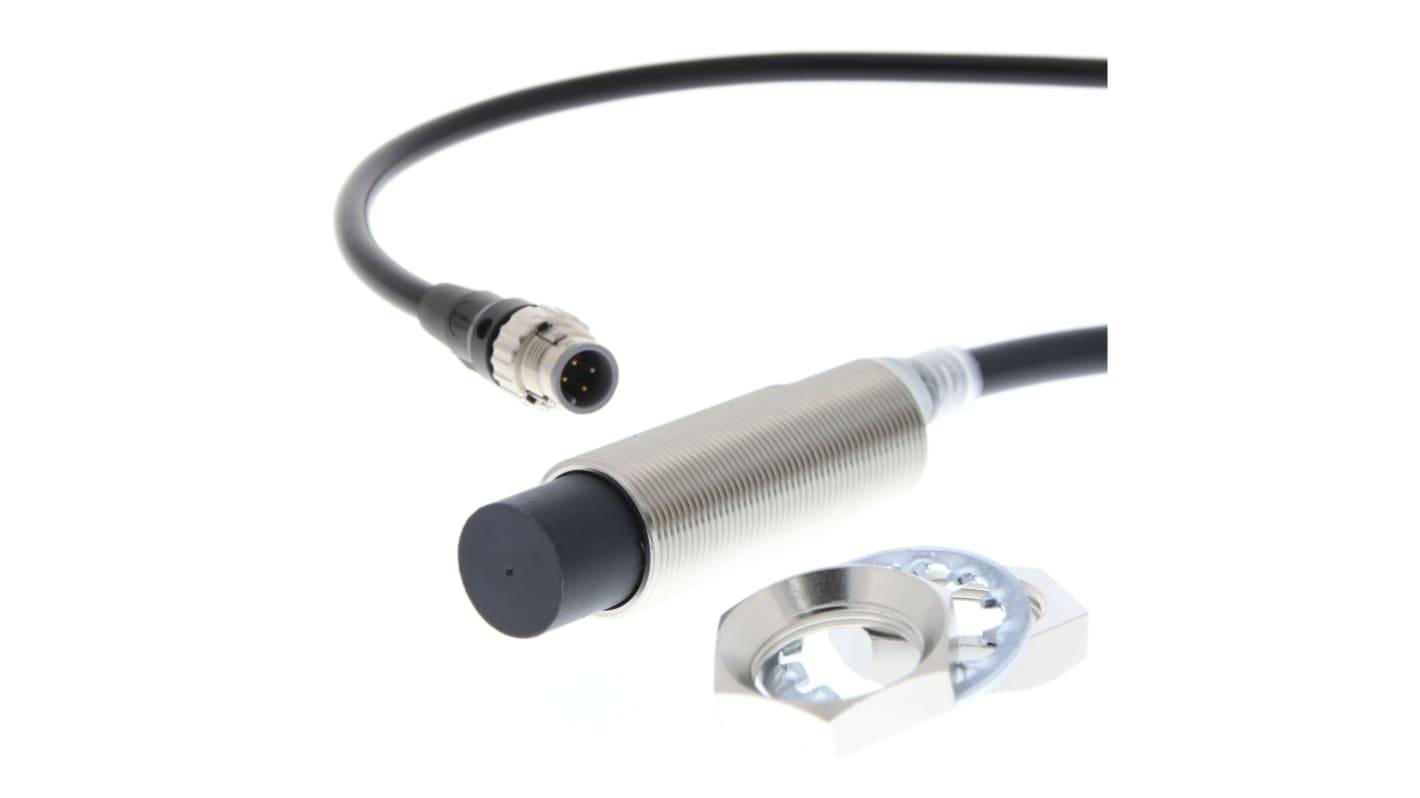 Sensore di prossimità cilindrico Omron E2E-X20MD1L18-M1TGJ-T 0.3M, tecnologia induttiva, filetto M18, uscita NPN/PNP, grado di protezione IP67G.