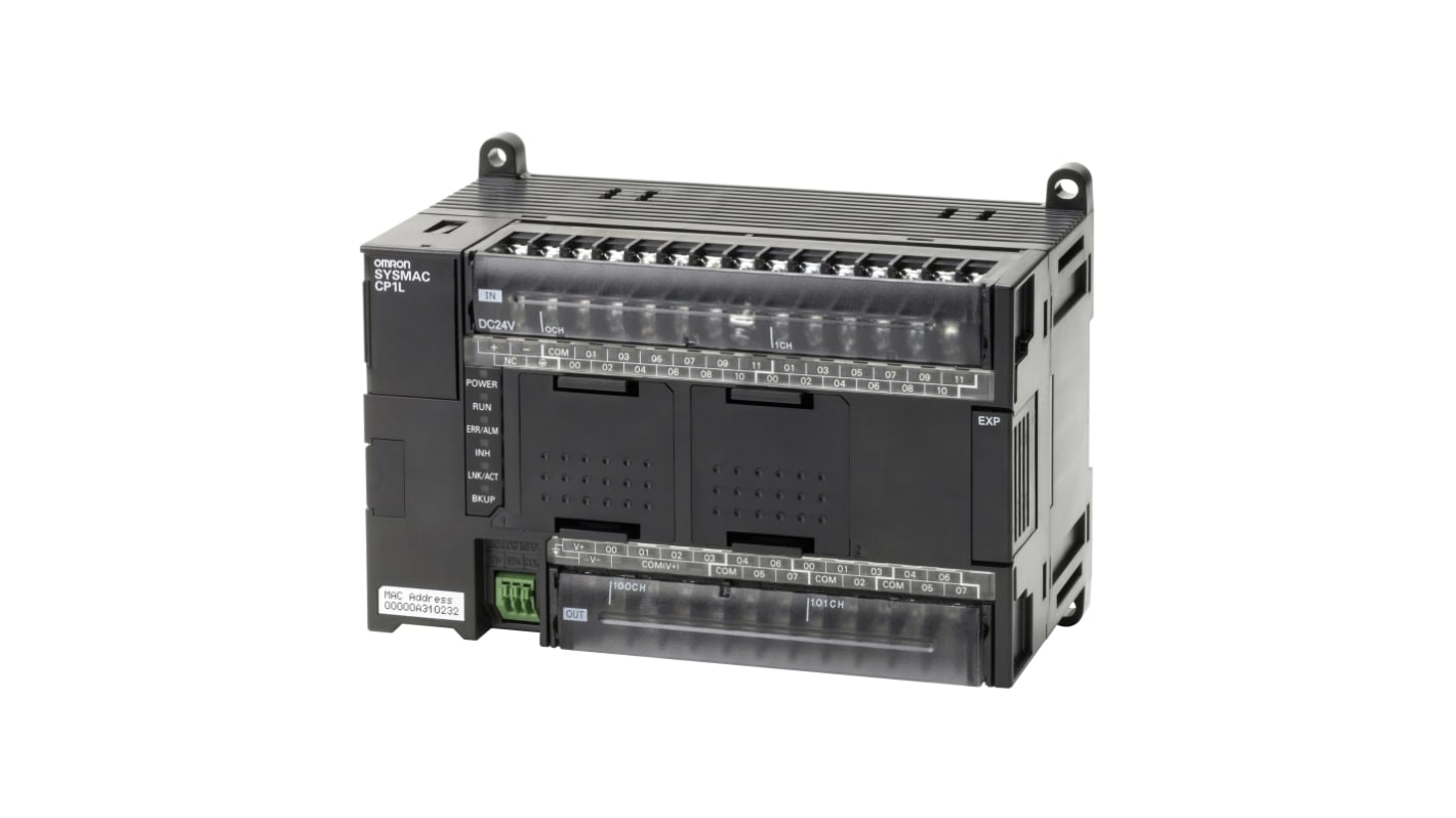 Omron CP1L-EM40DT-D, CPU PLC con 24 ingressi e 16 uscite, interfaccia USB, tensione 24 V c.c. per applicazioni industriali.
