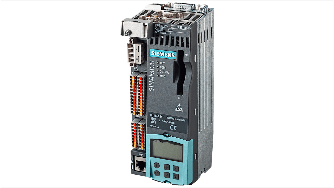 Controller Siemens 6AG10401LA002AA0, SIPLUS S120 CU310-2 DP, interfaccia PROFIBUS e PROFINET, dimensioni 191 x 73 x 75 mm.