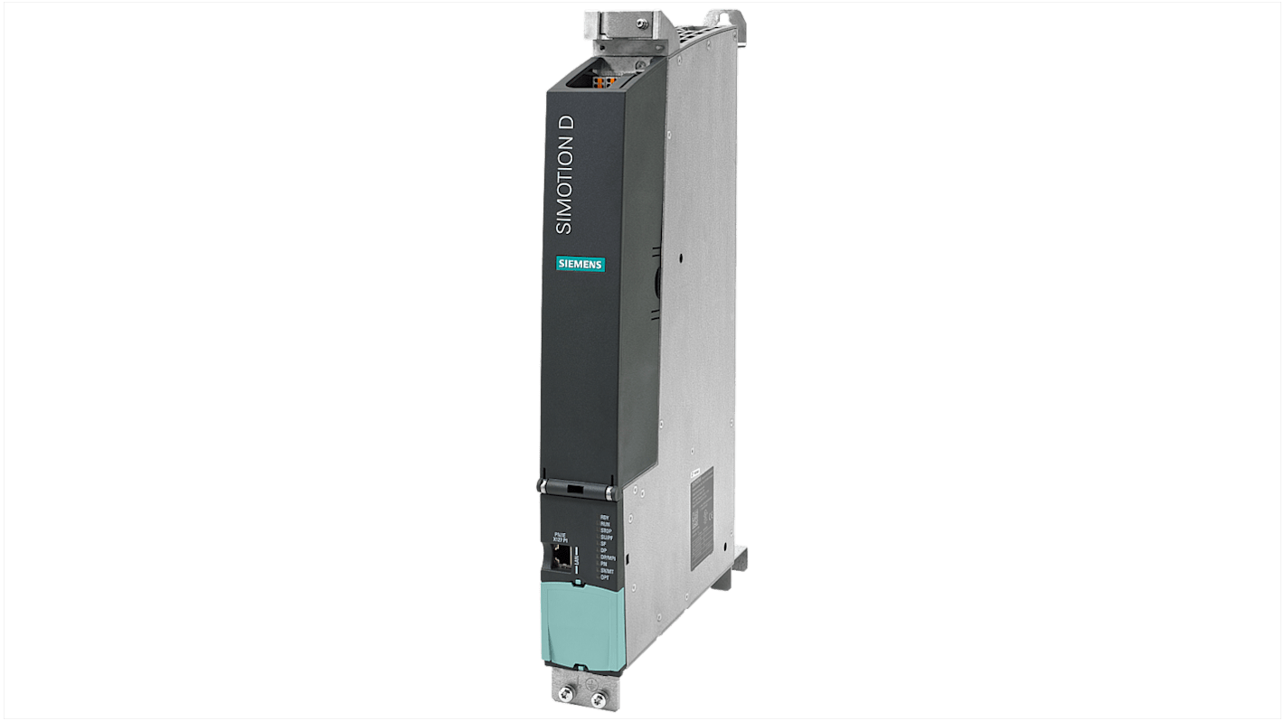 Controller programmabile Siemens 6AG14352AD004AA0 SIPLUS D435-2 DP/PN, dimensioni 380 x 50 x 270 mm, con interfacce multiple.