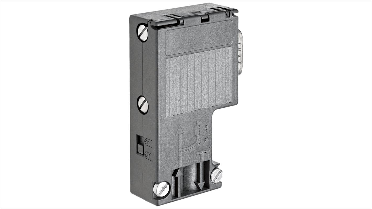 Zoccolo relè Siemens 6AG19720BA122XA0 per SIPLUS, con connettore PROFIBUS DP, dimensioni 64 x 15,8 x 35,6 mm.