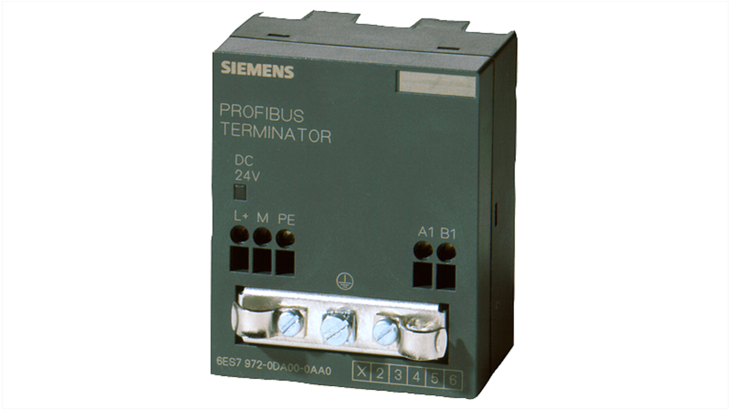 Resistore di terminazione Siemens 6AG19720DA002AA0, serie SIPLUS, 24 V c.c., IP20, dimensioni 70 x 60 x 43 mm. Connettore Profibus DP.