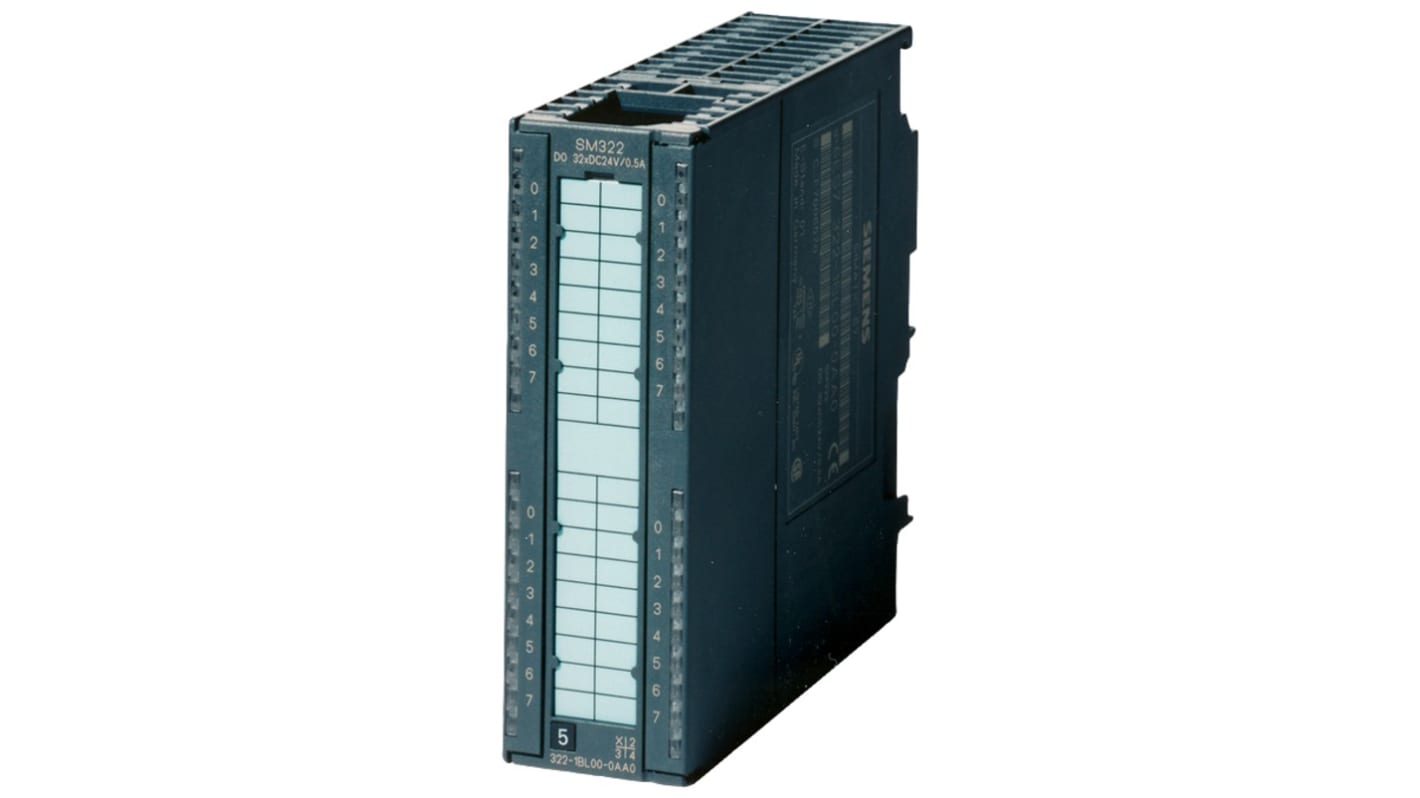 Modulo di uscita digitale Siemens 6ES73221FL000AA0, 32 uscite, alimentazione 120/230 V, dimensioni 125 x 80 x 117 mm.