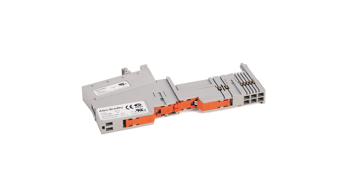 Base terminale I/O Rockwell Automation 1734-TBS con morsetti a molla IEC rimovibili, compatibile con moduli I/O.