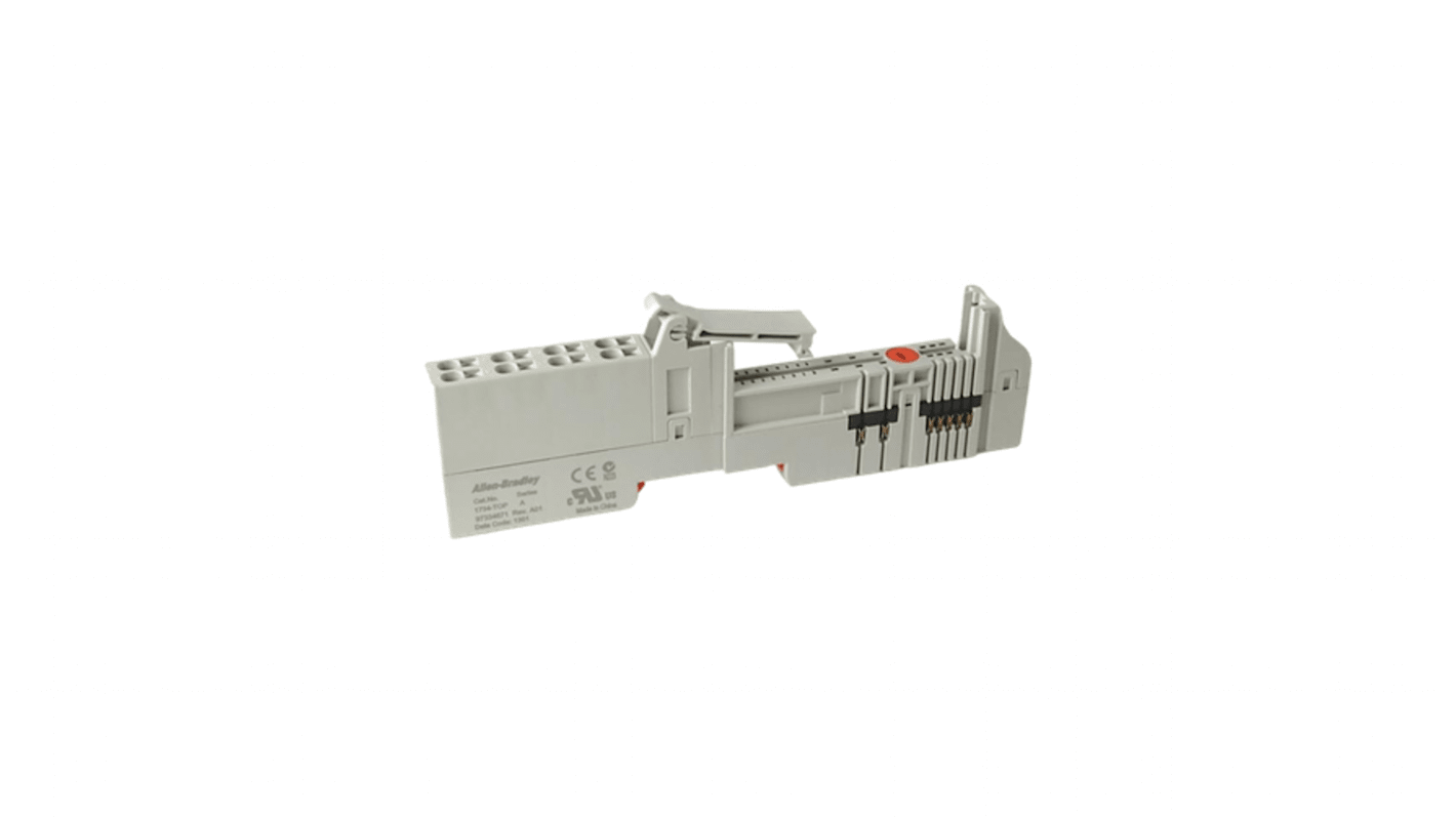 Base terminale I/O monopezzo Rockwell Automation 1734-TOP con morsetto a vite. Moduli I/O, dimensioni 49 x 12 x 168 mm. Ideale per sistemi industriali.