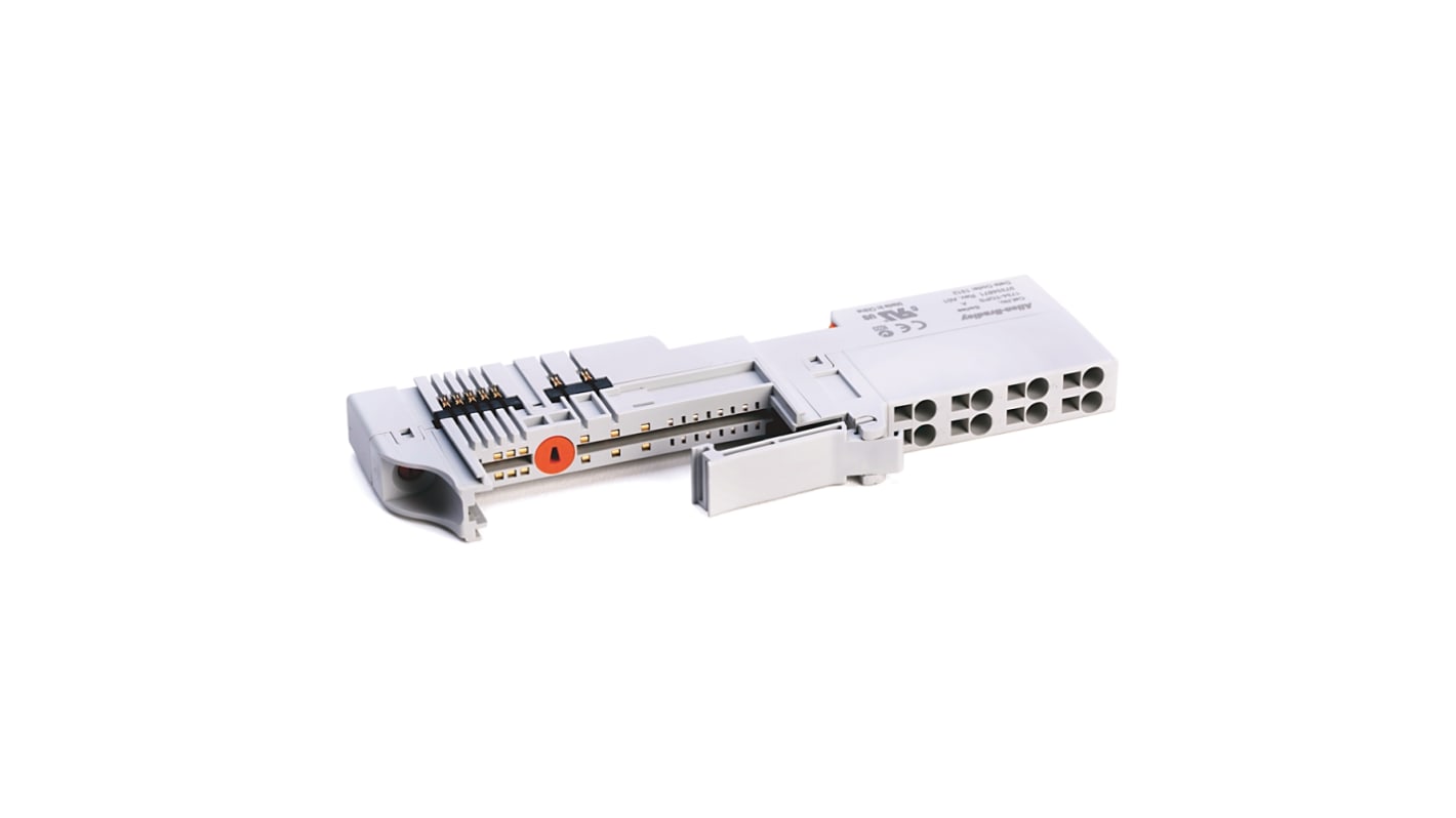 Base terminale I/O Rockwell Automation 1734-TOPS, 9 terminazioni, dimensioni 49 x 12 x 144 mm, compatibile con moduli I/O.