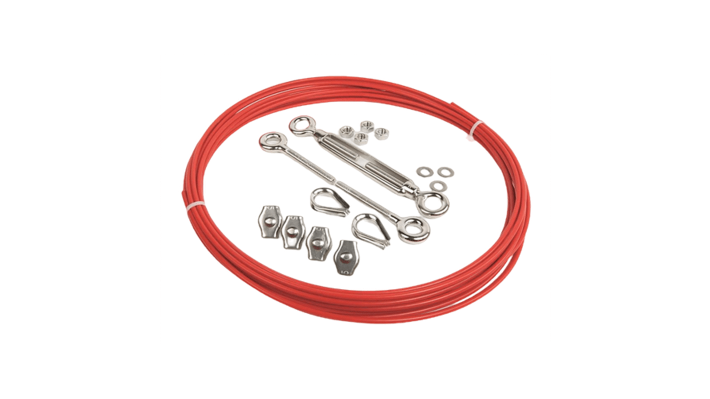 Kit di tiranti in acciaio inox Rockwell Automation 440E-A13196, include 7 bulloni a occhiello e corda da 15 m.