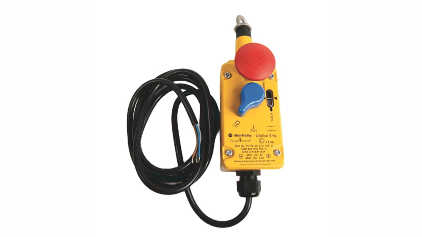 Interruttore a filo Rockwell Automation 440E-H13069, 2 contatti NC, lunghezza cavo 2m, a prova di esplosione.