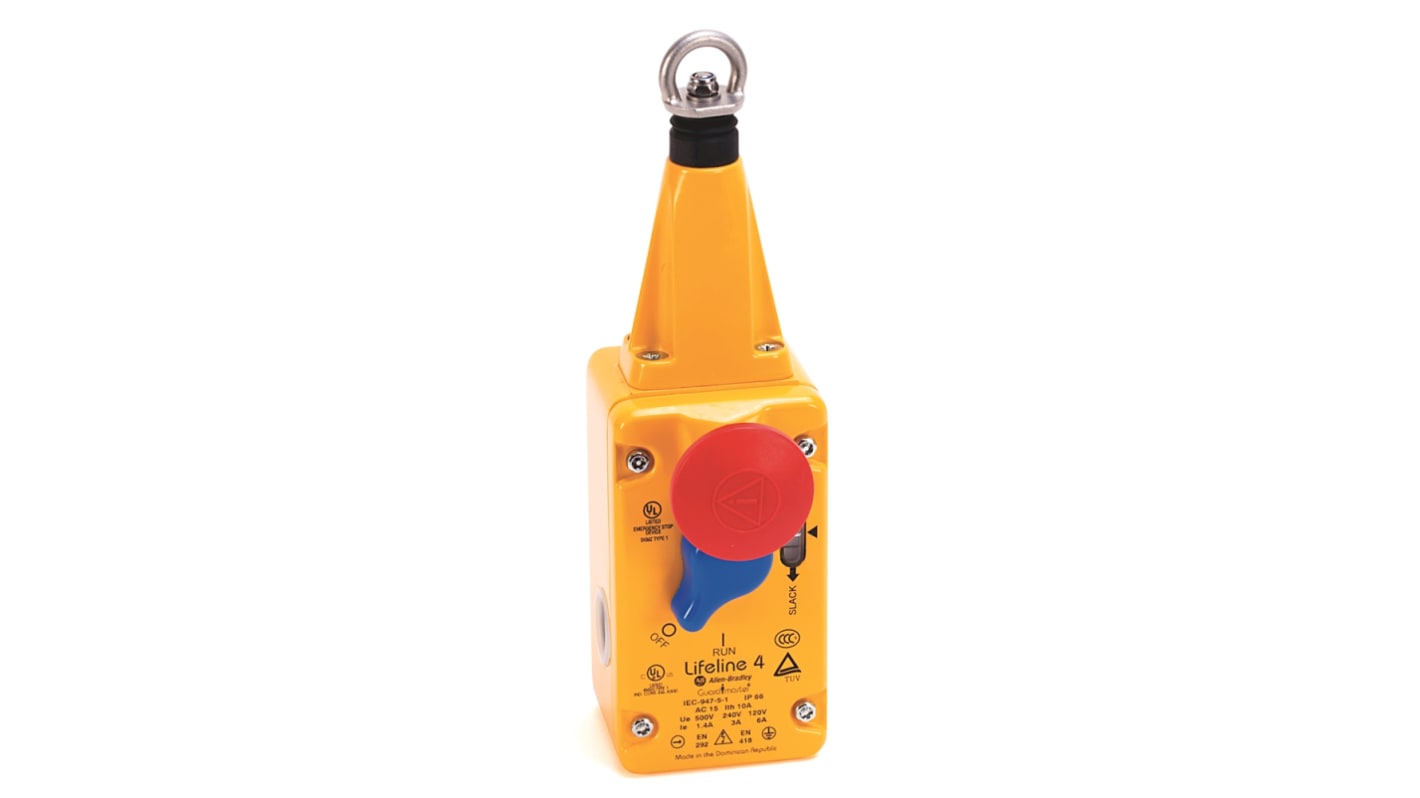 Interruttore a filo Rockwell Automation 440E-L13043, 3NC/1NA, cavo 75m, dispositivo di arresto di emergenza, contatti di sicurezza.