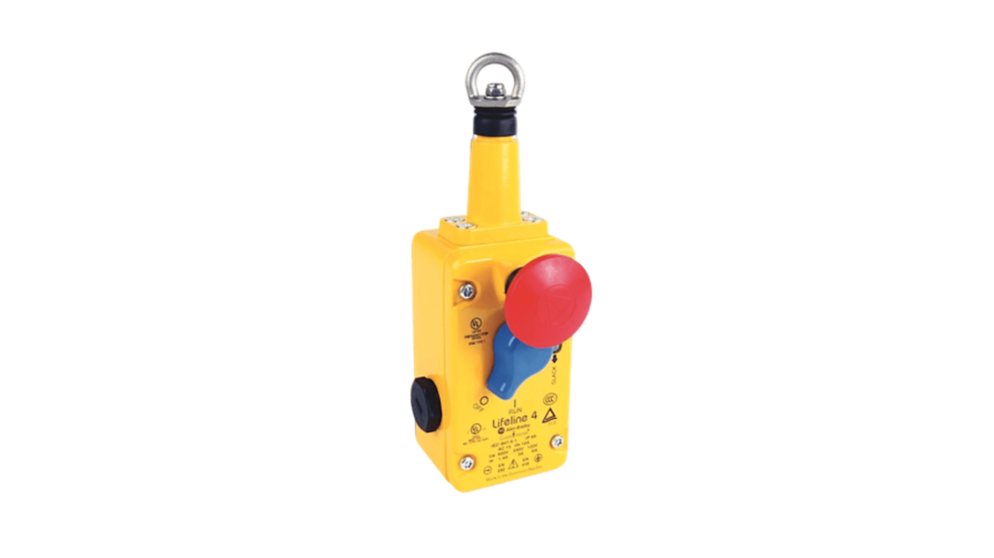 Interruttore a filo Rockwell Automation 440E-L13166, 2NC/1NA, cavo 75m, contatti ausiliari di sicurezza, lega pressofusa.