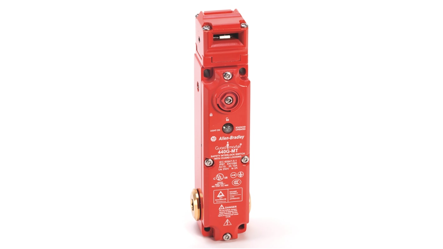 Interruttore di interblocco Rockwell Automation 440G-MT47048, 24 V, 2 contatti N.C. e 2 N.O., attuatore standard incluso.