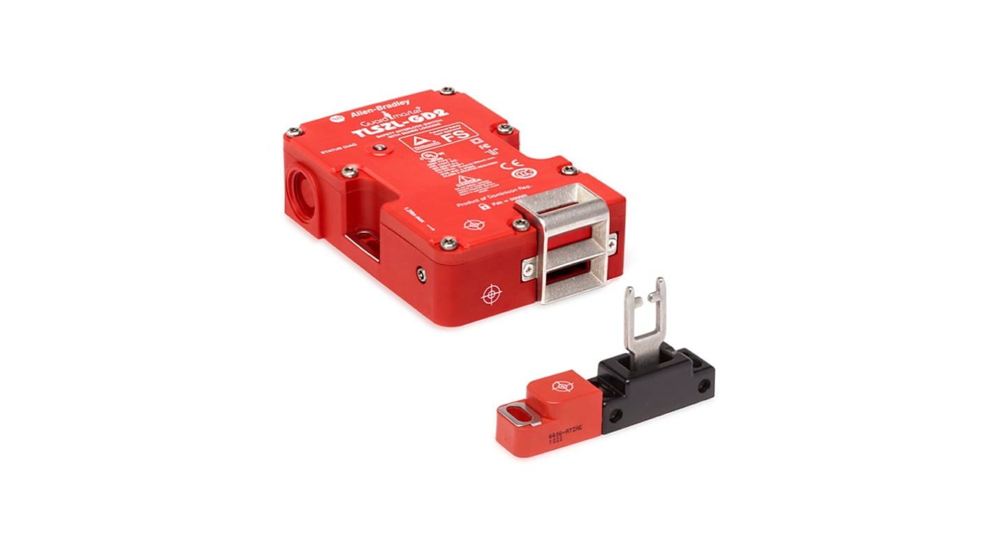 Interruttore di interblocco a solenoide Rockwell Automation 440G-TZS21UTRH, con forza di bloccaggio 2000 N e attuatore incluso.