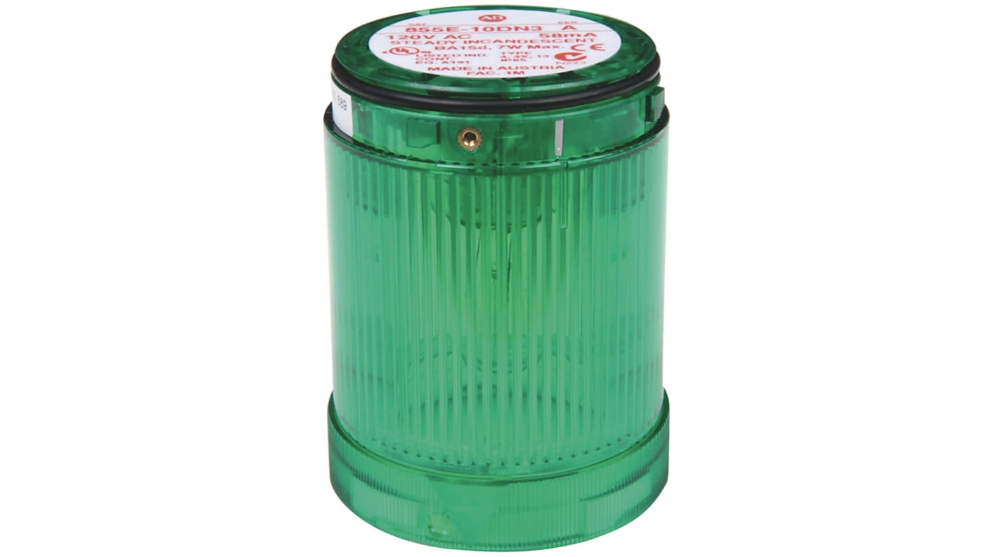 Modulo luminoso verde Rockwell Automation 855E-24TL3, 50 mm, alimentazione 24 V, LED, per applicazioni industriali.