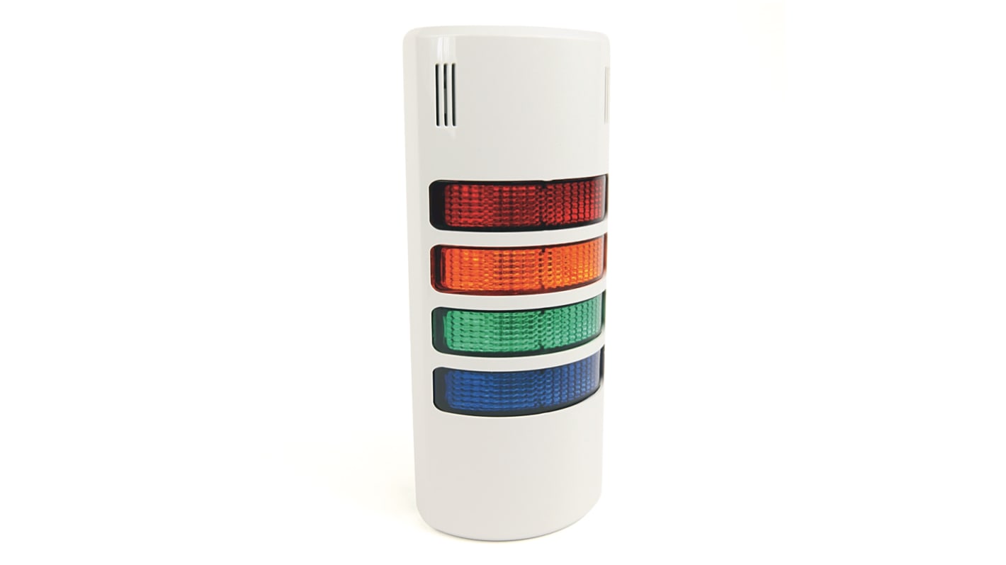 Torretta di segnalazione LED Rockwell Automation 855W-G24Y3Y4, montaggio a parete, alimentazione 24 V, colori verde e rosso.