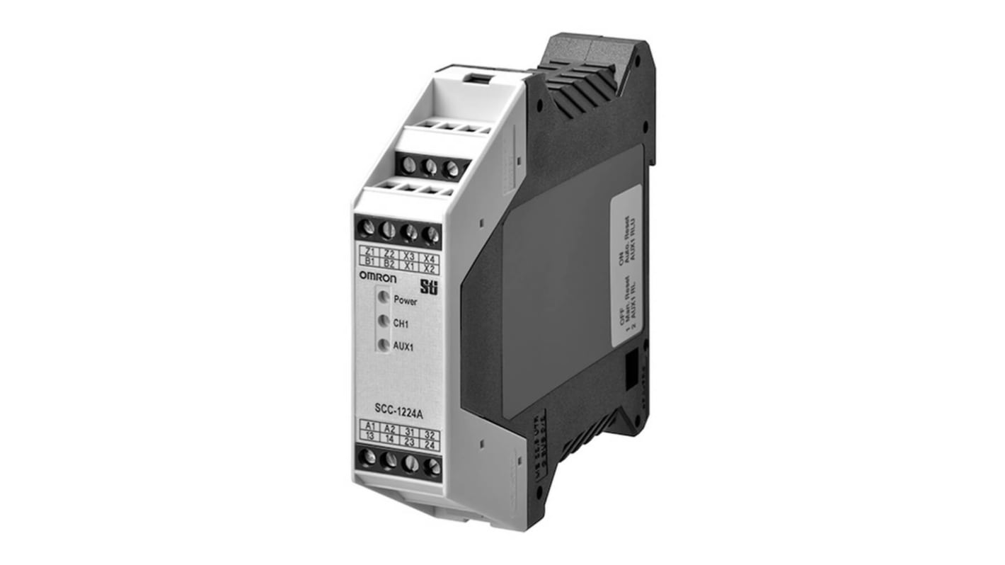 Sensore bordo di sicurezza Omron SCC-1224A, compatibile con controller MC3 e NX, tensione 120 V c.a. o 24 V c.a./c.c., contatto SPDTNO. Dimensioni 30.5 m x 22.5 mm, forza di azionamento 300 N.