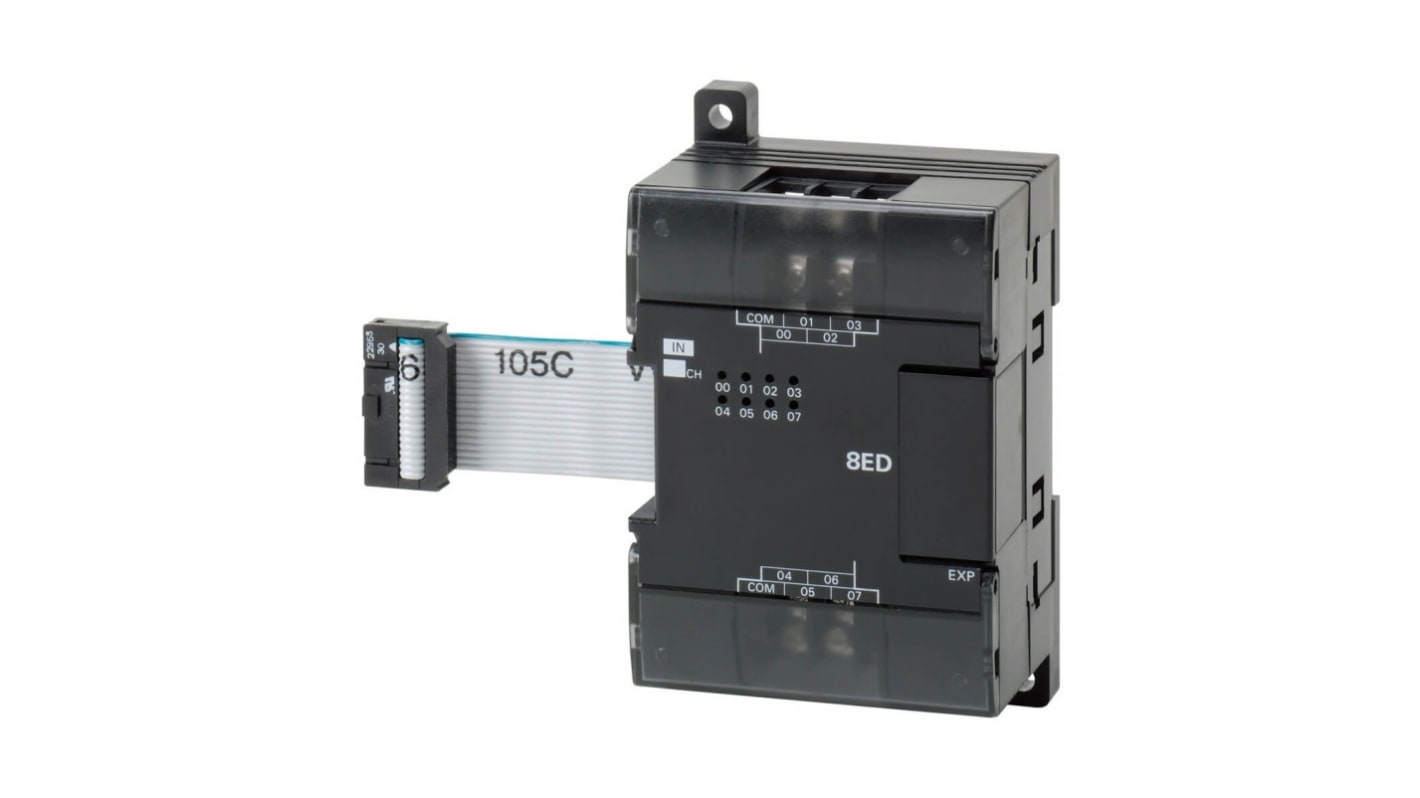 Modulo I/O Omron CP1W-8ET per controller CP2E, 8 uscite, dimensioni 90 x 66 x 50 mm, connettività Ethernet.