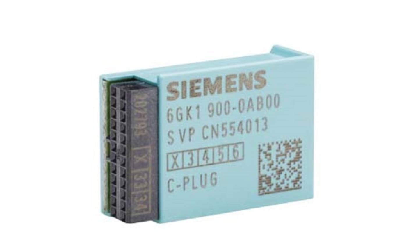 Modulo di memoria Siemens 6GK1900-0AB01 per CP 343-1 Advanced, 256 Mibyte, C-PLUG rimovibile, dimensioni 17 x 24 x 8 mm.
