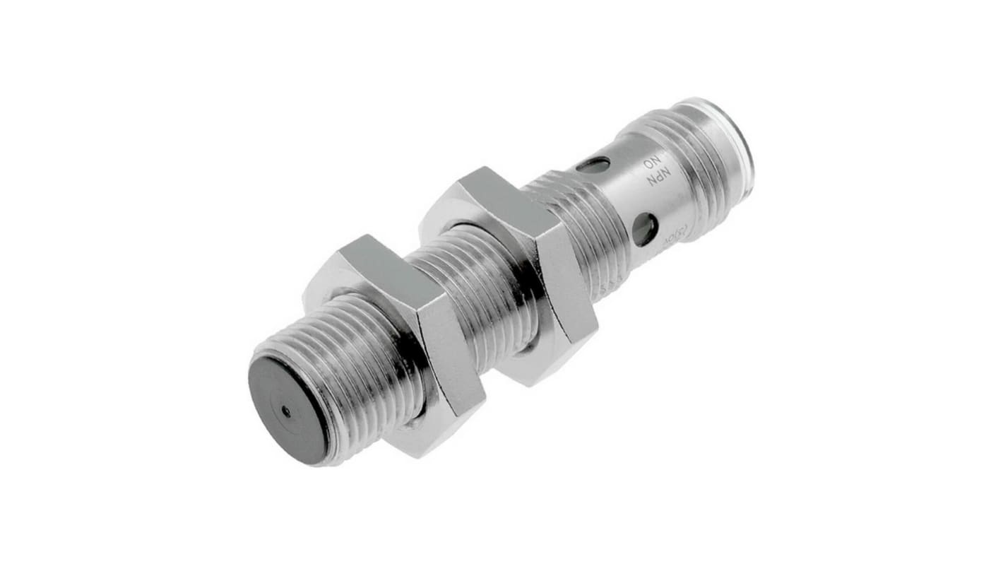 Sensore di prossimità cilindrico PNP Omron E2A-S12KS04-M1-B1, corpo in acciaio inox, distanza di rilevamento 4 mm, connettore M12.