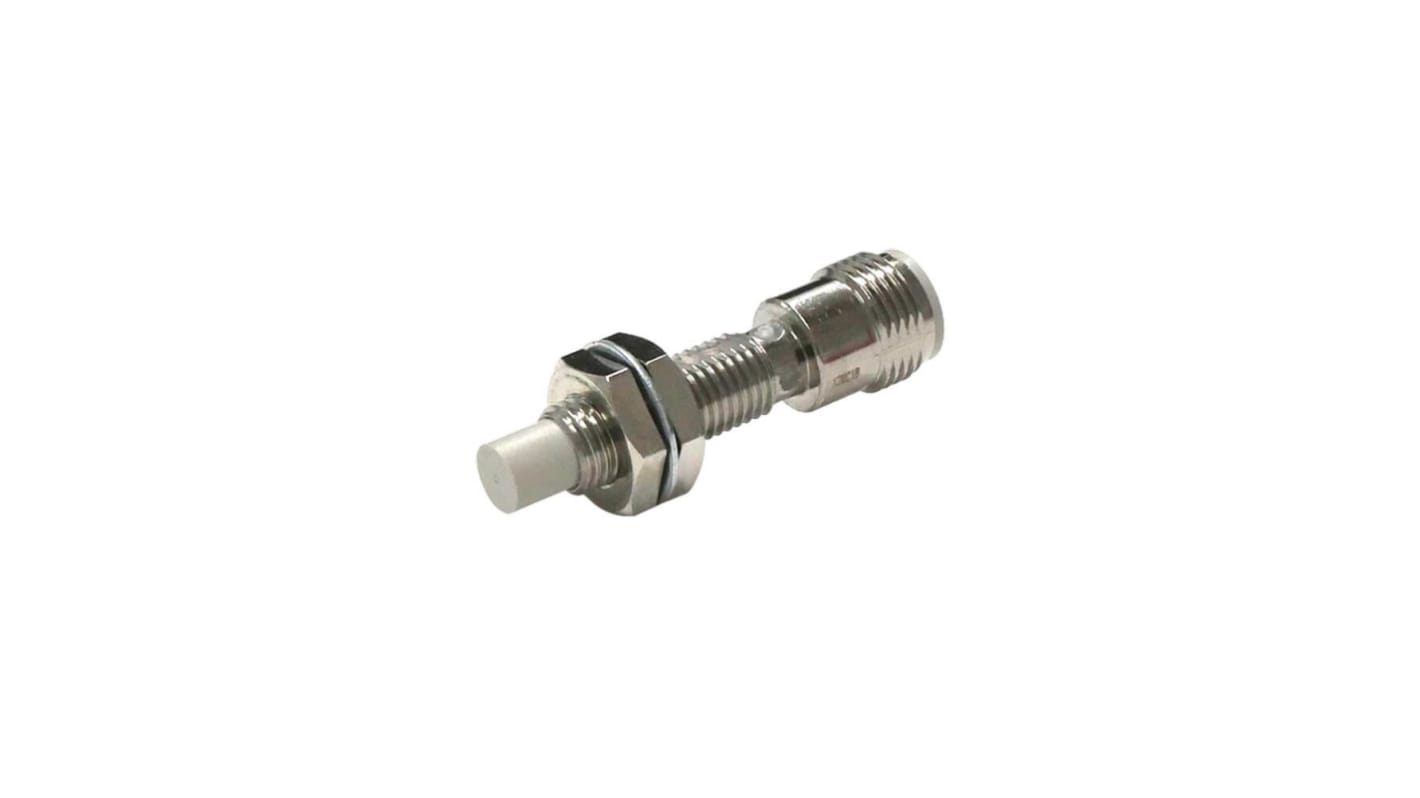 Sensore di prossimità cilindrico PNP Omron E2E-X2MB1T8-M1, induttivo, corpo in acciaio inox, M8 x 1, rilevamento a 2 mm, connettore M12.