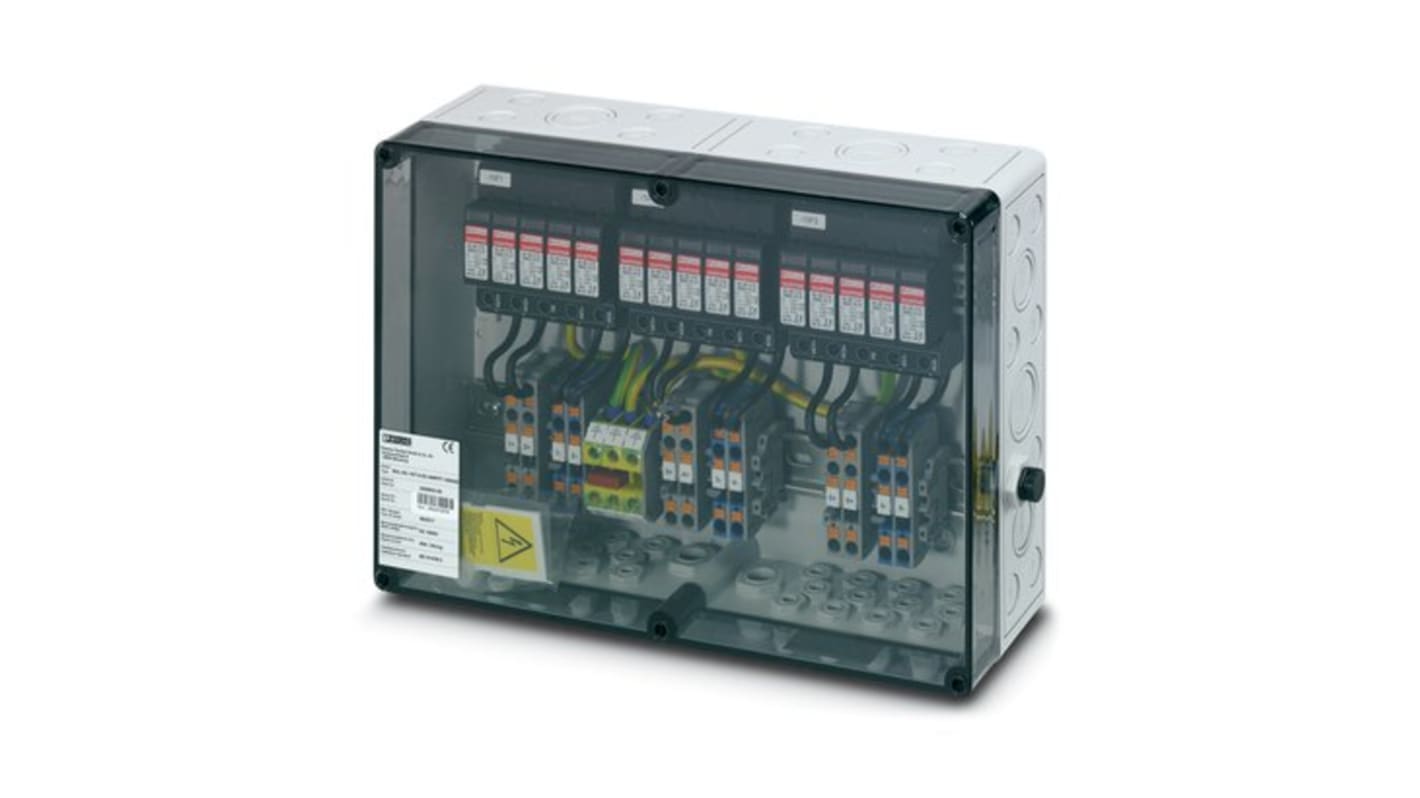 Phoenix Contact 2404843, dispositivo di protezione da sovracorrente per impianti fotovoltaici, tensione 250V ca, connessione push-in.
